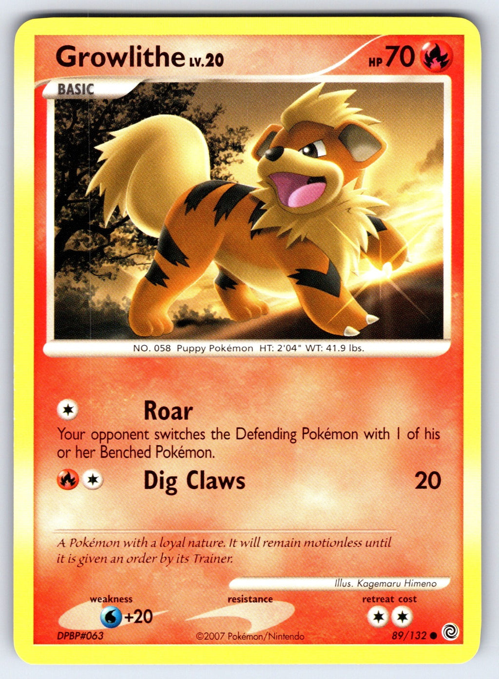 Growlithe Common Secret Wonders 89/132 LP 2007