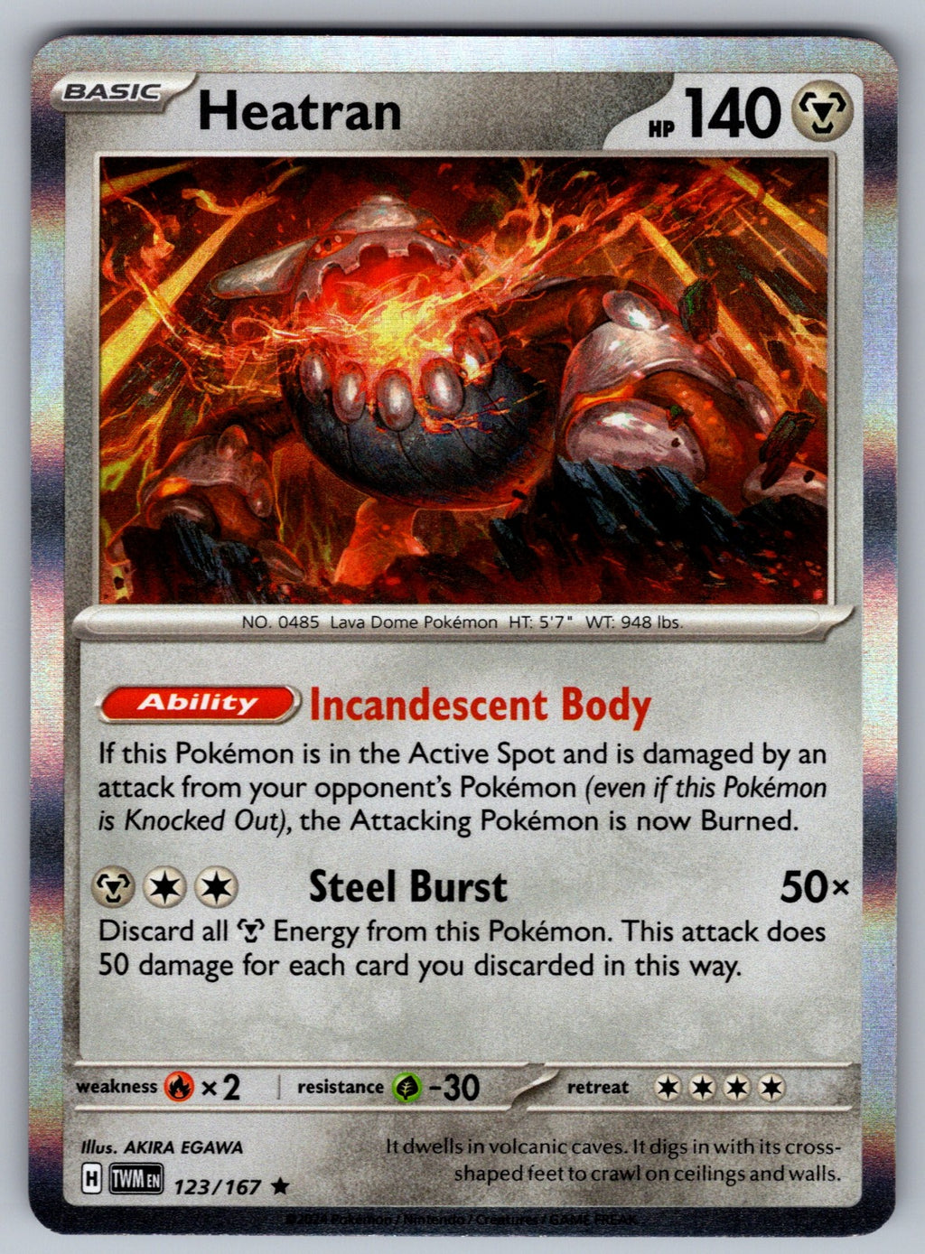 Heatran Holo Rare SV06: Twilight Masquerade 123/167 NM 2024