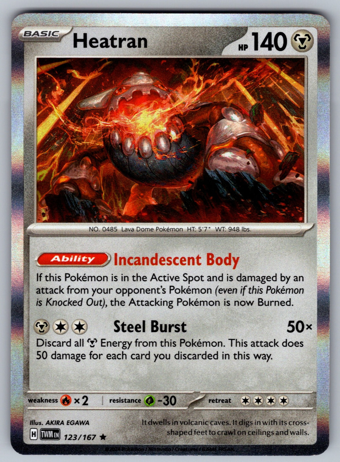 Heatran Holo Rare SV06: Twilight Masquerade 123/167 NM 2024