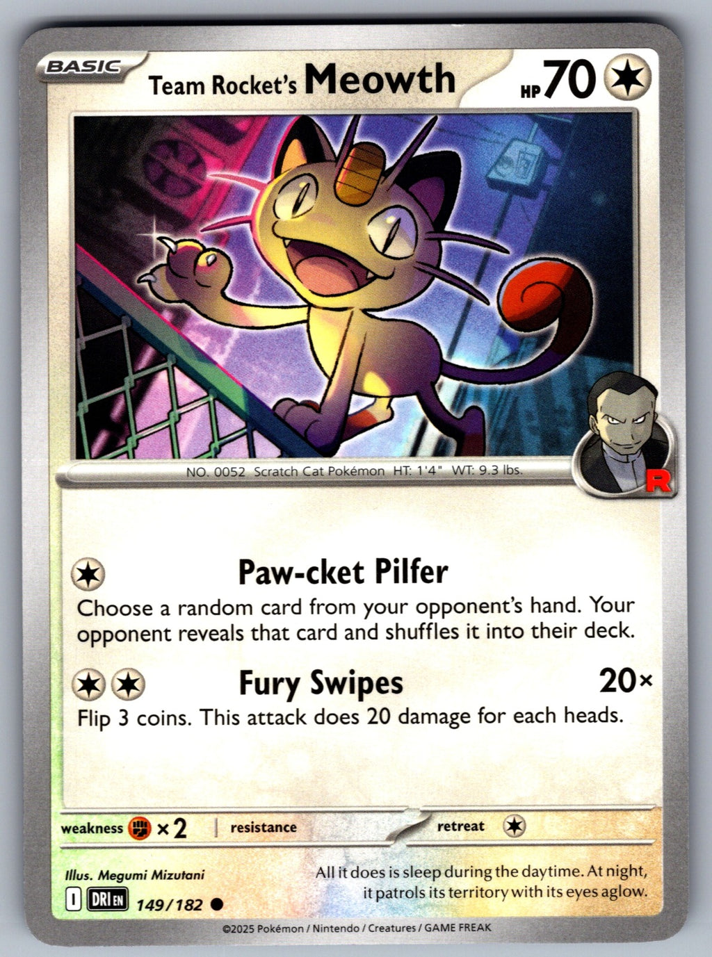 Team Rocket's Meowth Common SV10: Destined Rivals 149/182 NM 2025