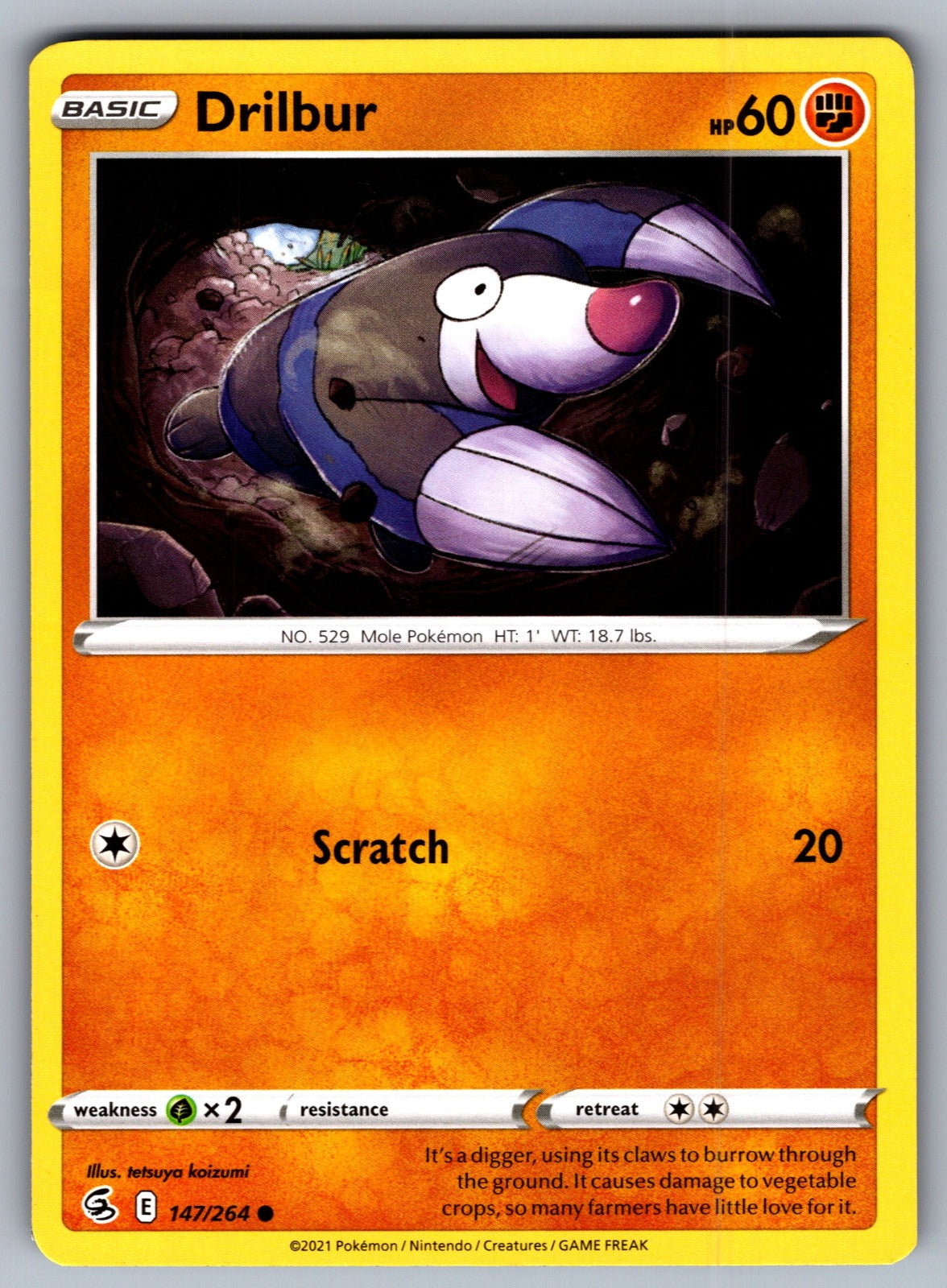 Drilbur Common SWSH08: Fusion Strike 147/264 NM 2021