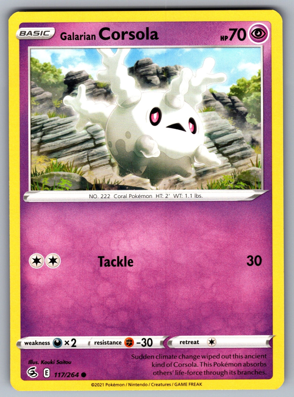 Galarian Corsola Common SWSH08: Fusion Strike 117/264 NM 2021