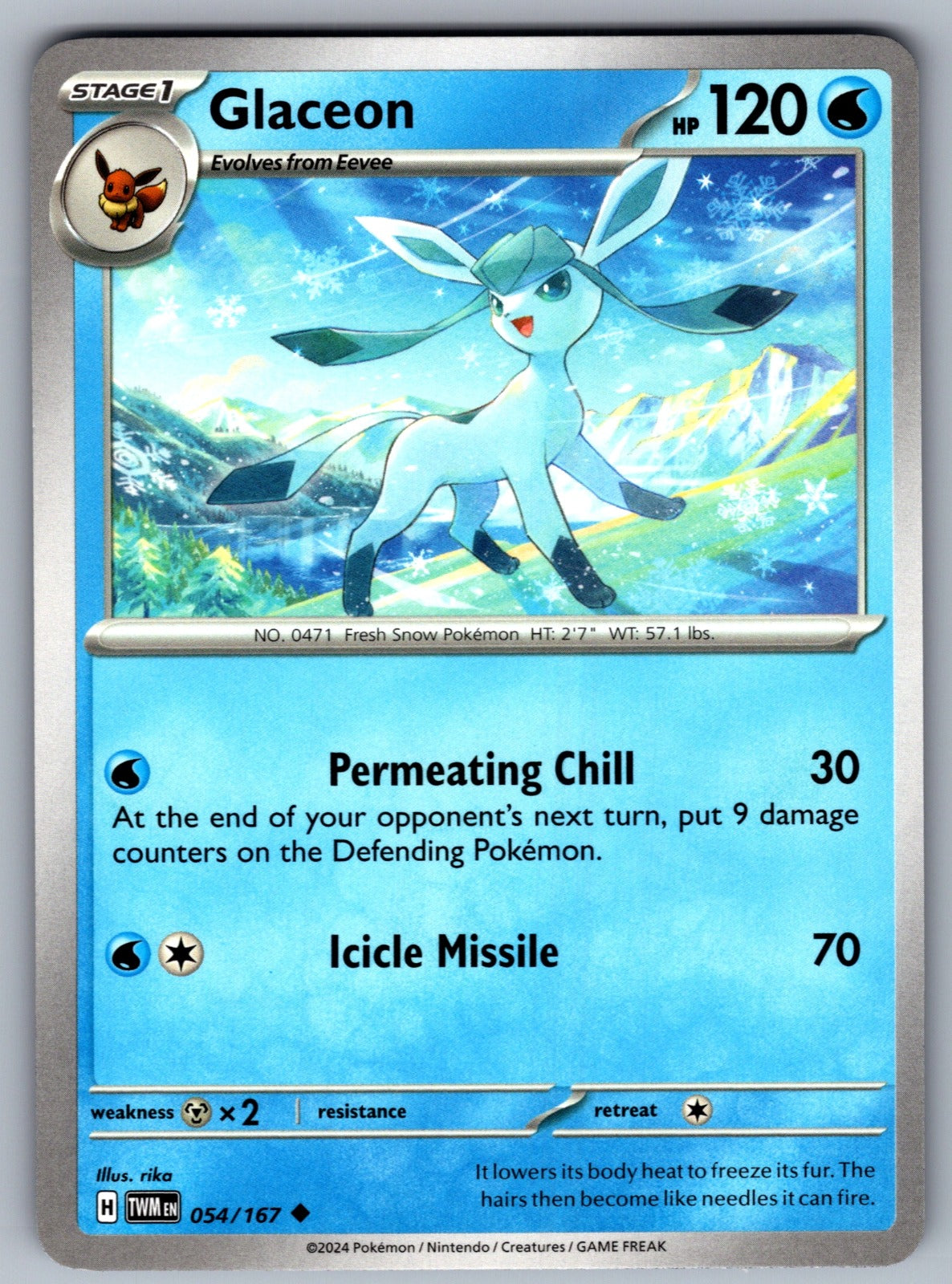 Glaceon Uncommon SV06: Twilight Masquerade 054/167 NM 2024