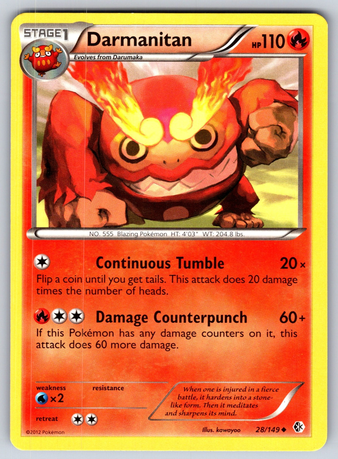 Darmanitan Uncommon Boundaries Crossed 28/149 LP 2012