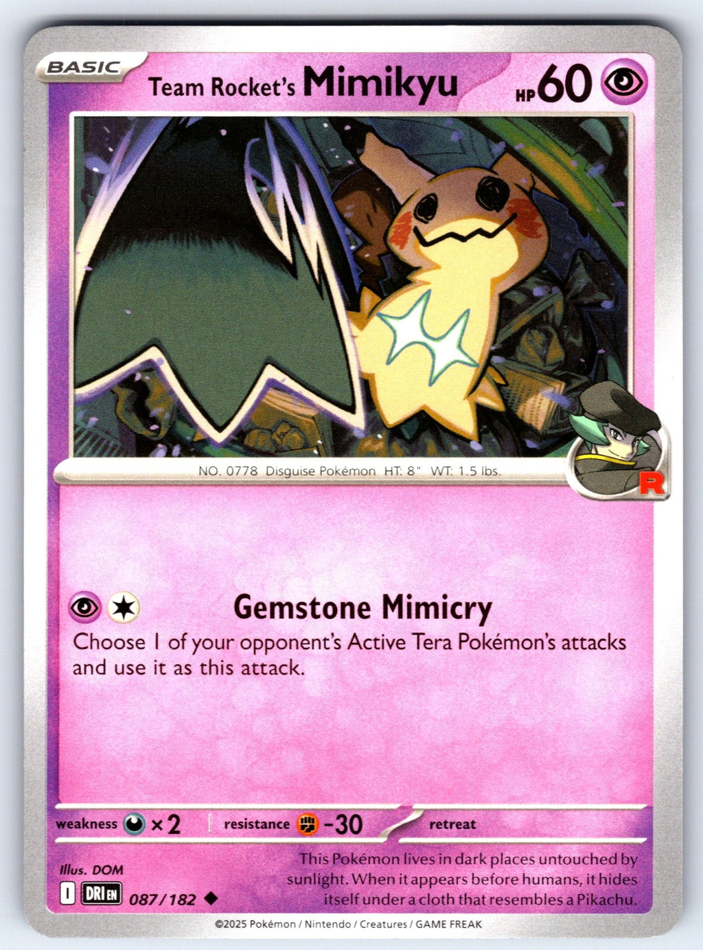 Team Rocket's Mimikyu Uncommon SV10: Destined Rivals 087/182 NM 2025