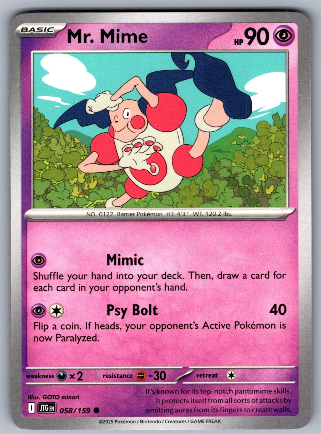 Mr. Mime Common SV09: Journey Together 058/159 NM 2025