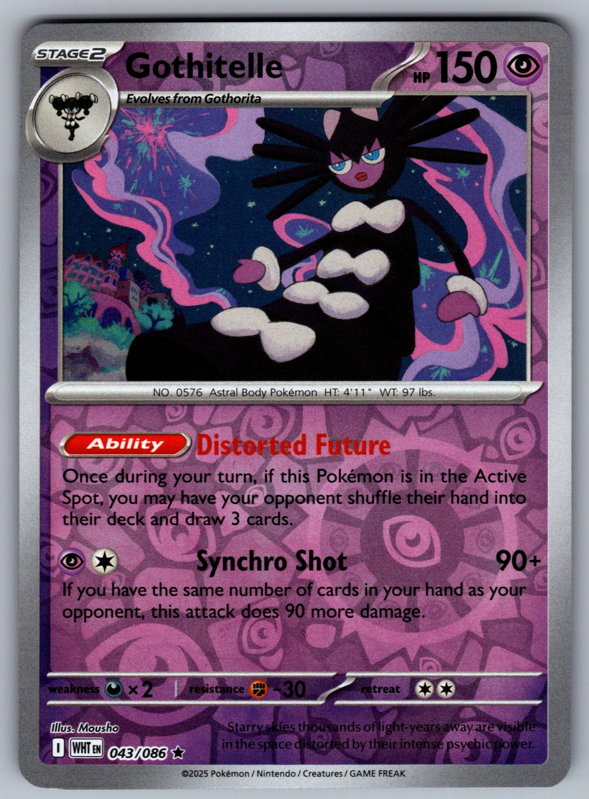 Gothitelle Reverse Holo Rare SV: White Flare 043/086 NM 2025