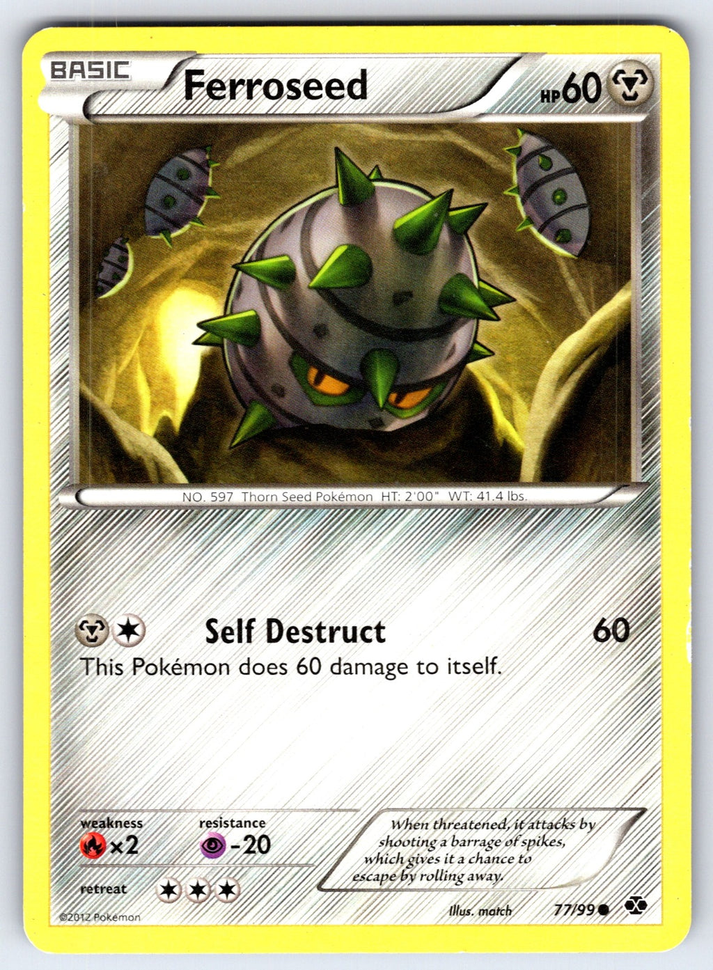 Ferroseed Common Next Destinies 77/99 LP 2012