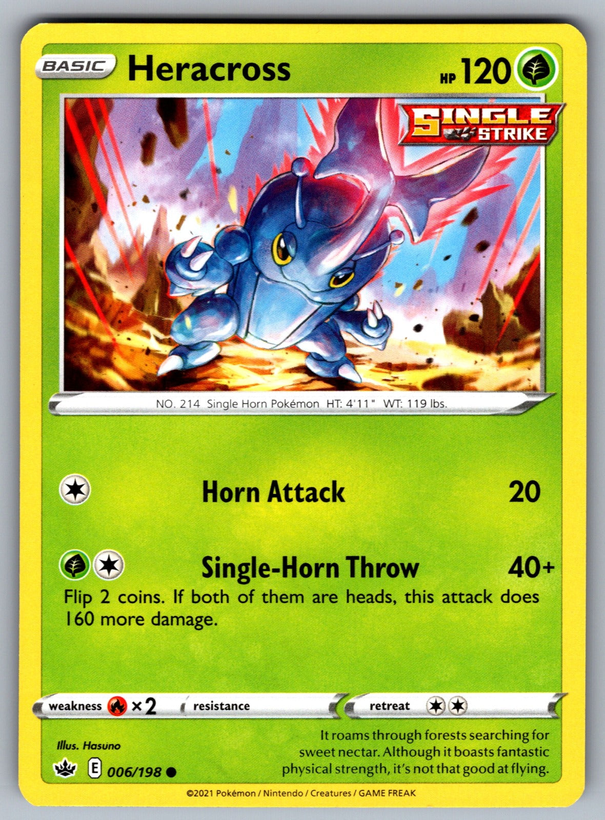 Heracross Common SWSH06: Chilling Reign 006/198 NM 2021