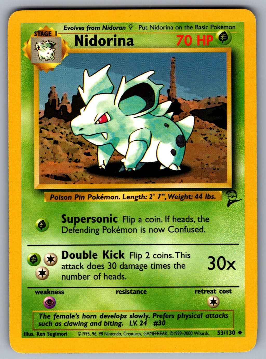 Nidorina Uncommon Base Set 2 053/130 NM 2000