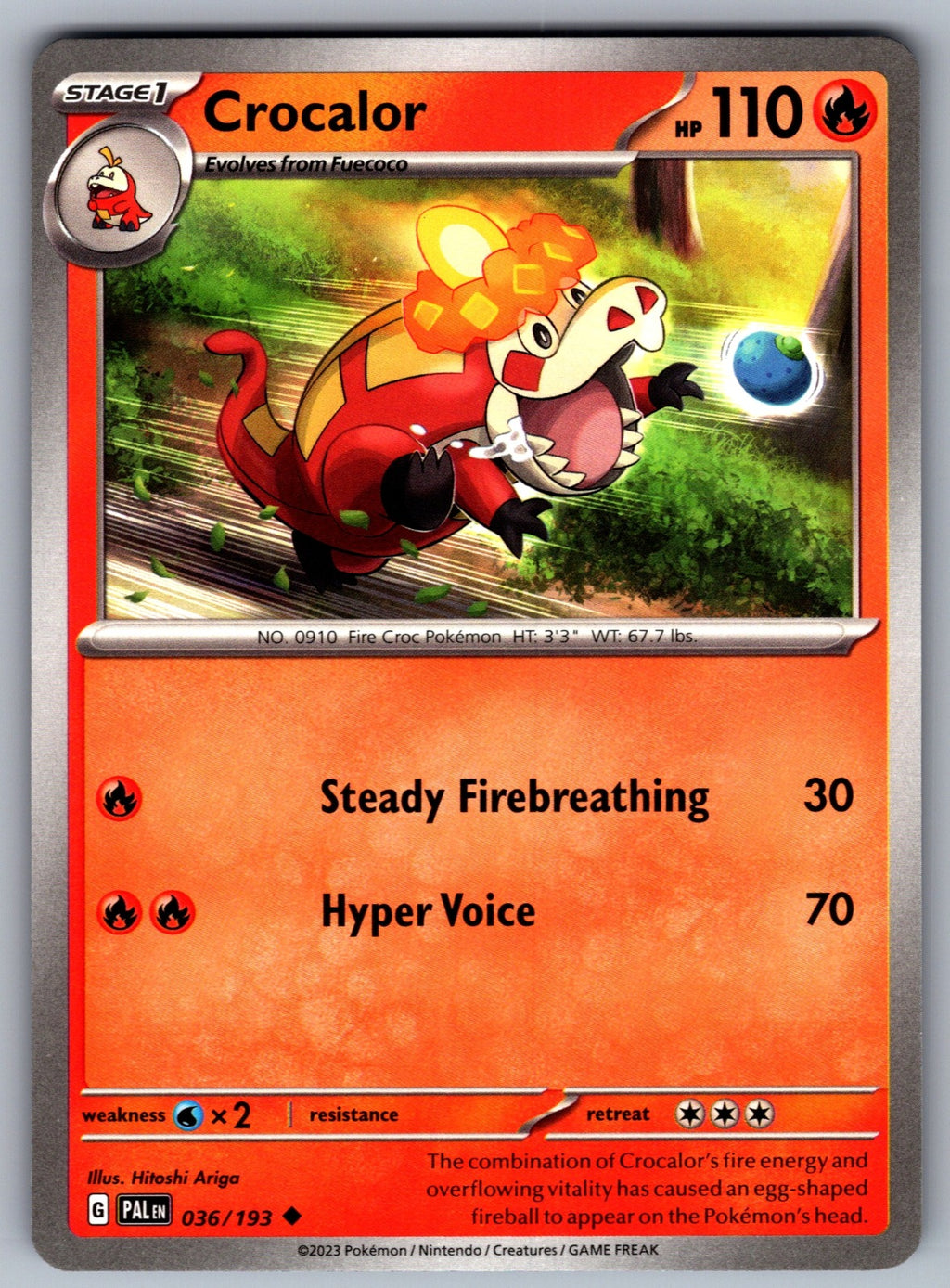 Crocalor Uncommon SV02: Paldea Evolved 036/193 NM 2023
