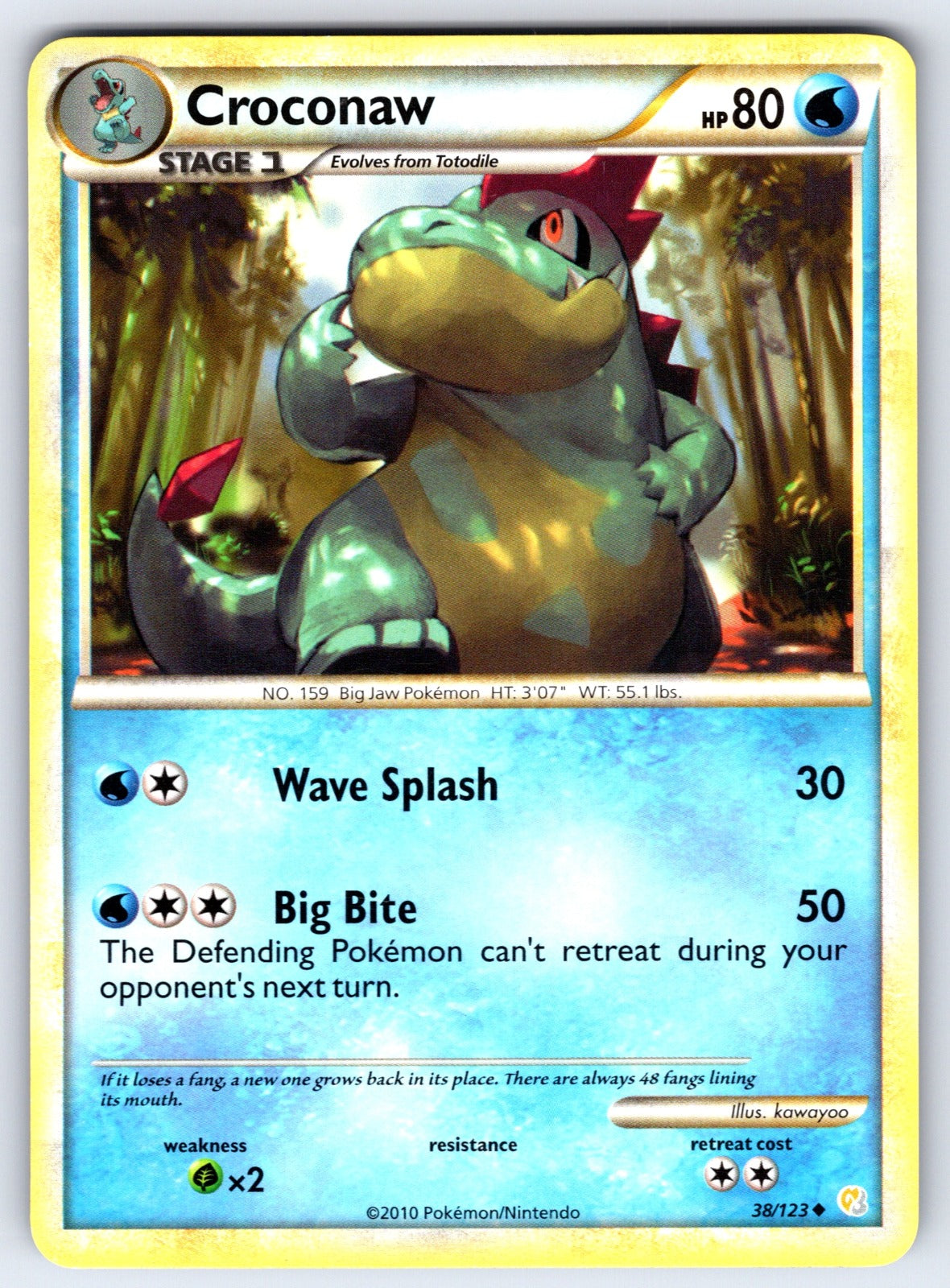 Croconaw Uncommon HeartGold SoulSilver 38/123 LP 2010
