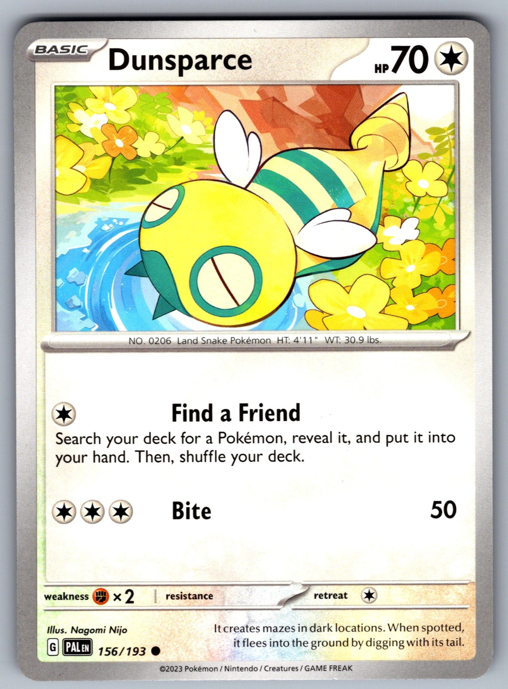Dunsparce Common SV02: Paldea Evolved 156/193 NM 2023