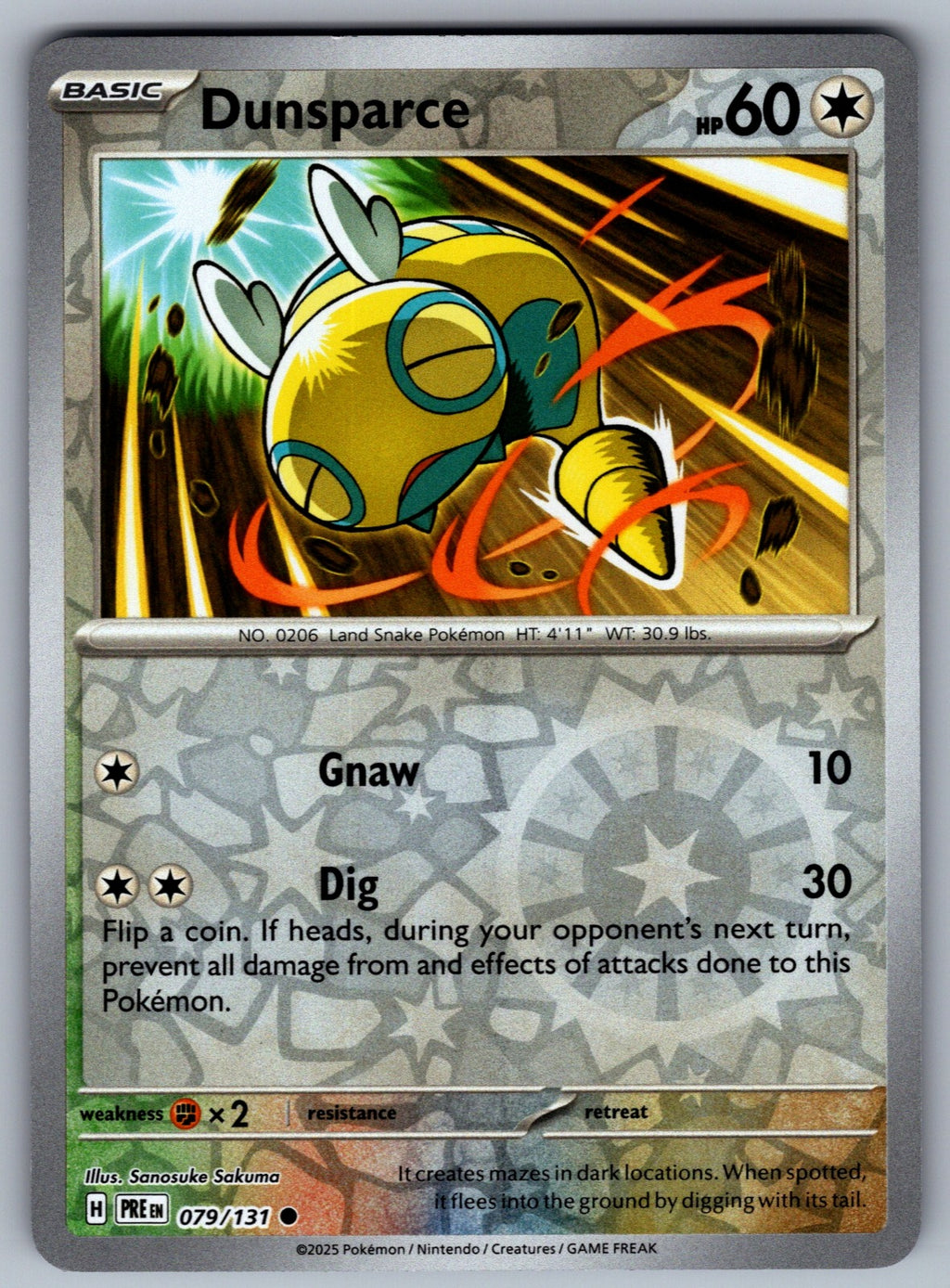 Dunsparce Reverse Holo Common SV: Prismatic Evolutions 079/131 NM 2025
