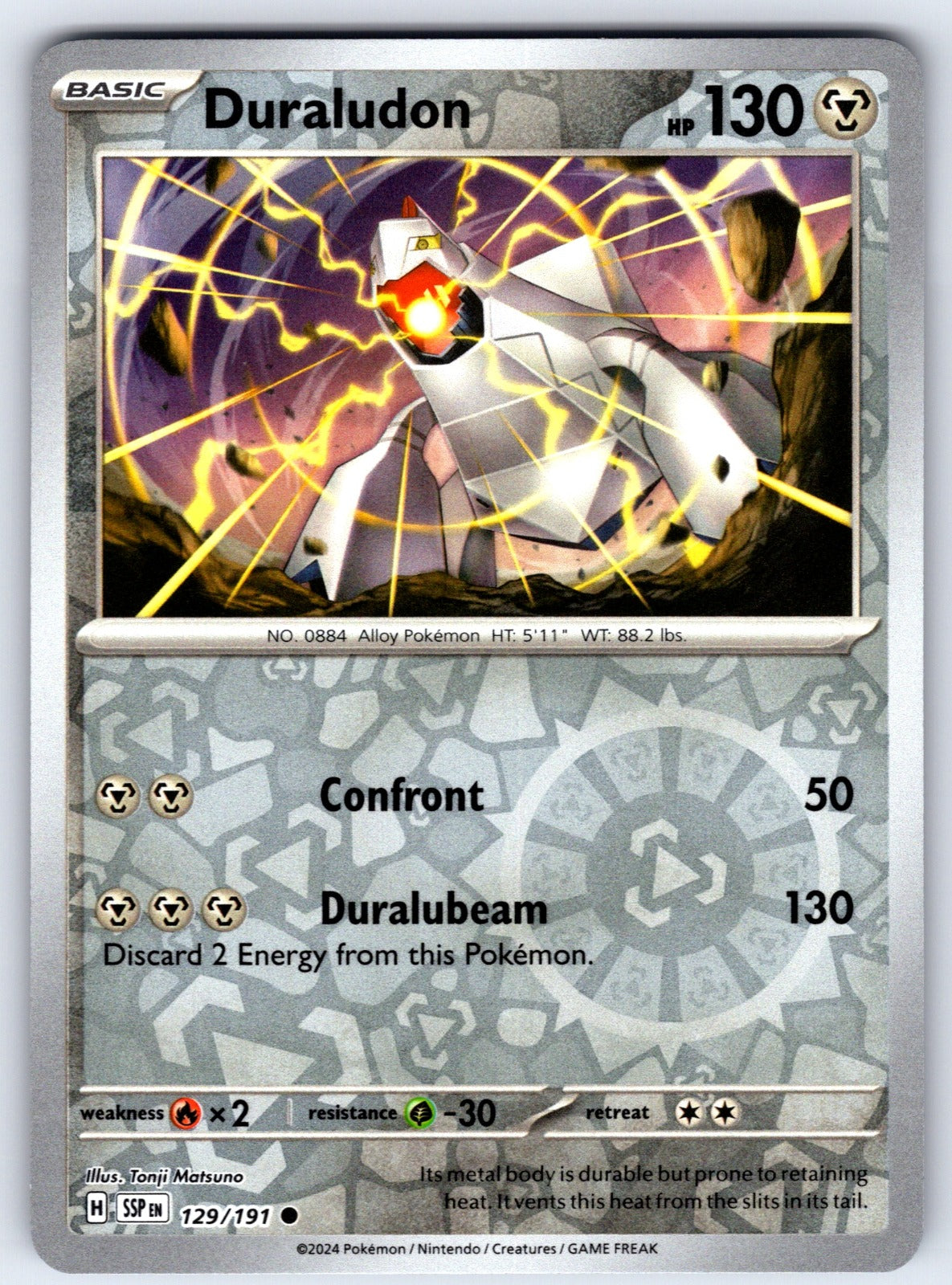 Duraludon Reverse Holo Common SV08: Surging Sparks 129/191 NM 2024