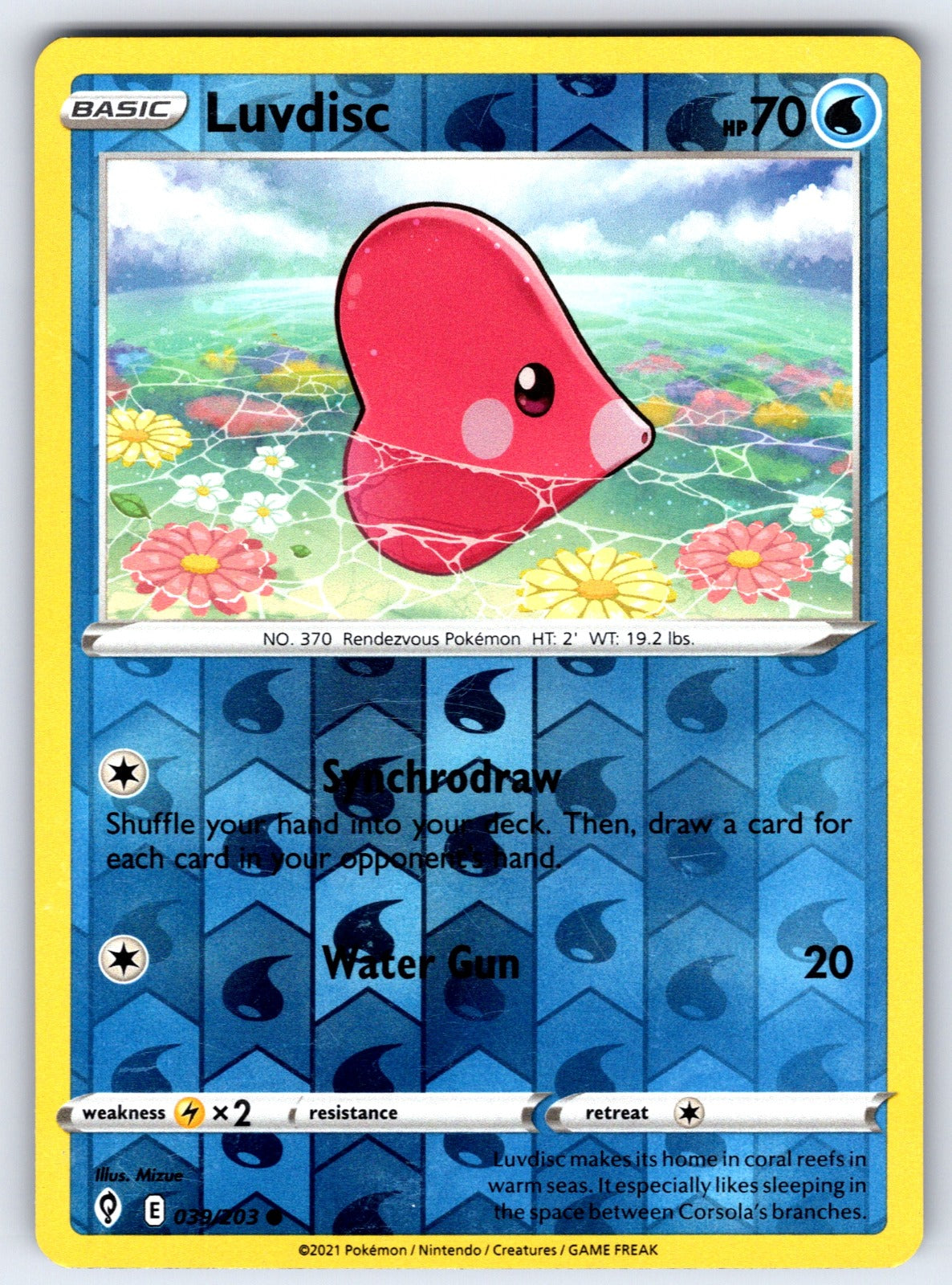 Luvdisc Reverse Holo Common SWSH07: Evolving Skies 039/203 NM 2021