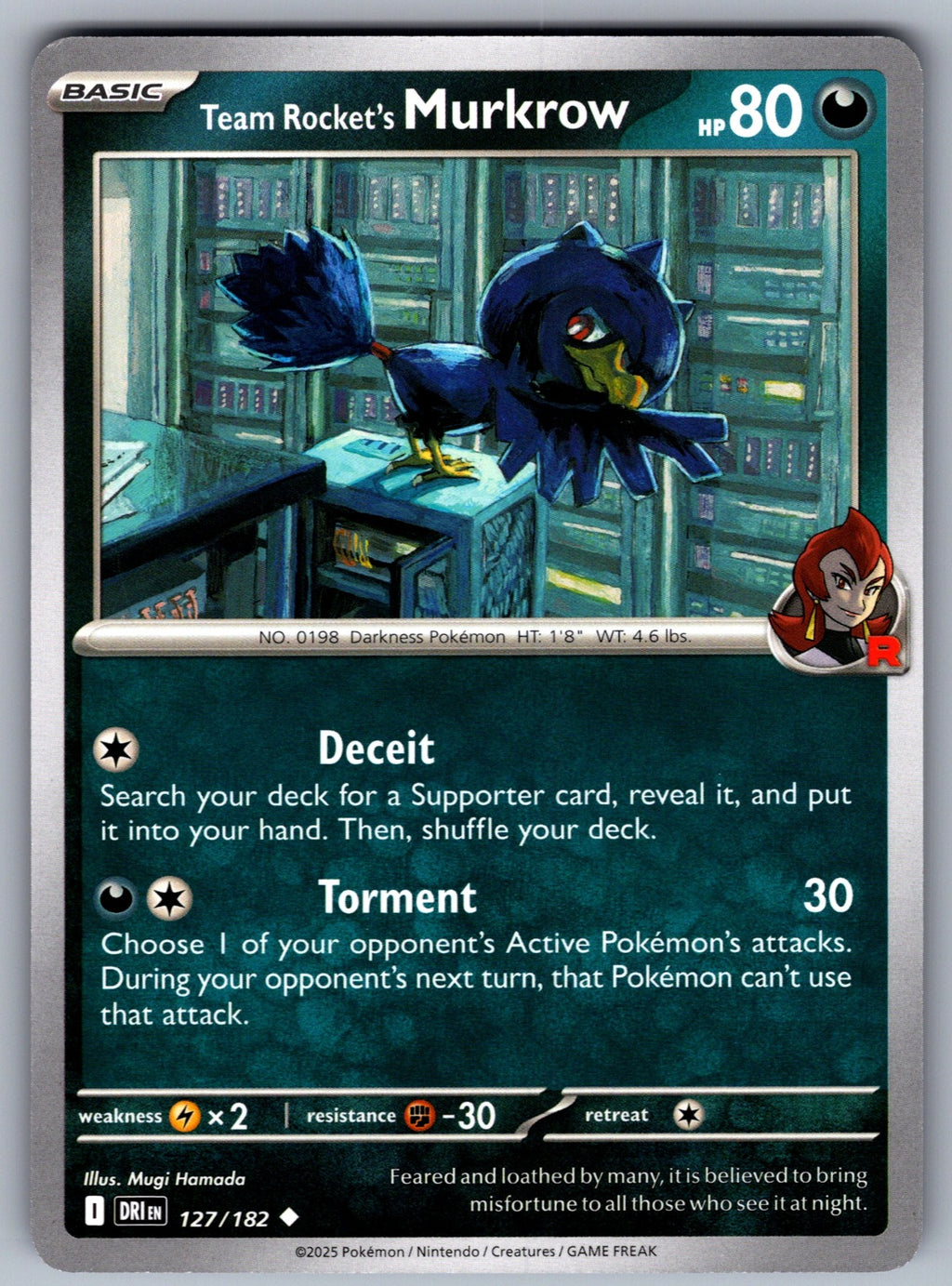 Team Rocket's Murkrow Uncommon SV10: Destined Rivals 127/182 NM 2025