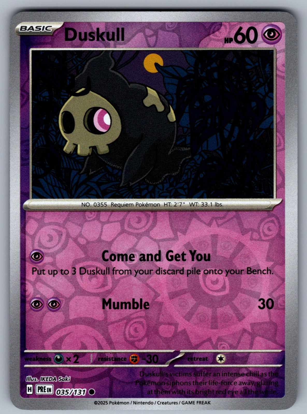 Duskull Reverse Holo Common SV: Prismatic Evolutions 035/131 NM 2025