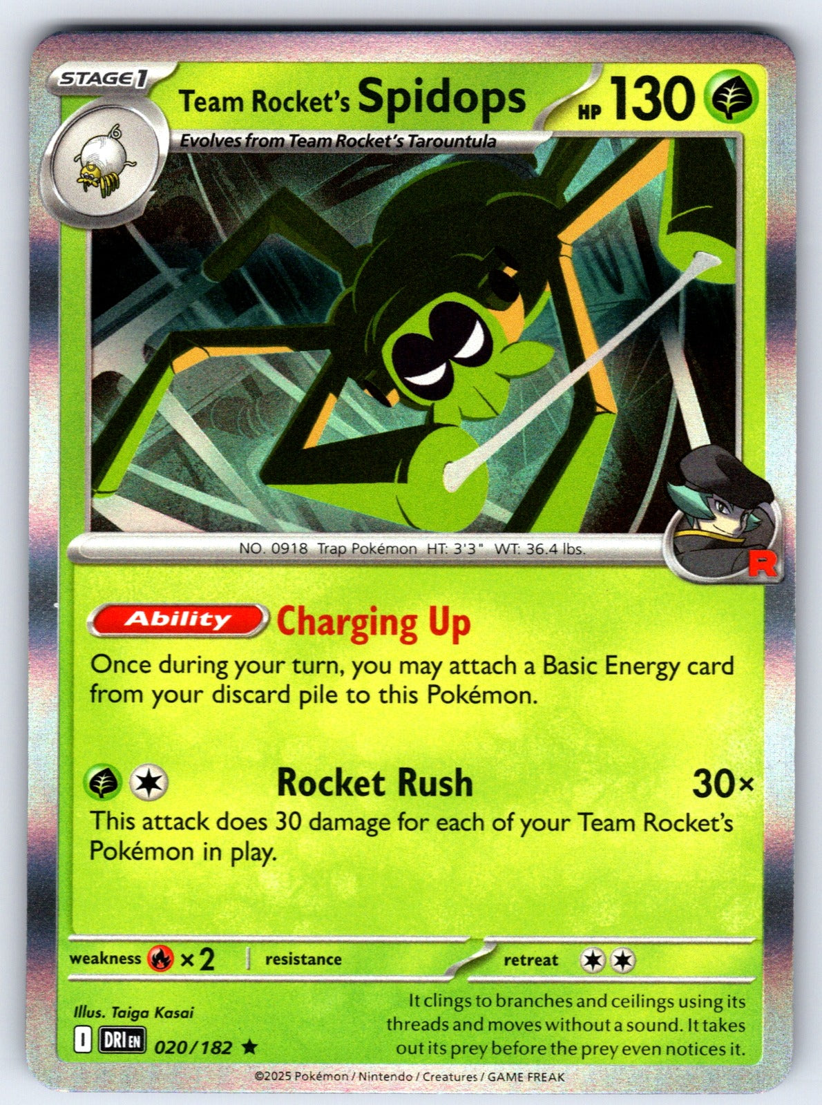 Team Rocket's Spidops Holo Rare SV10: Destined Rivals 020/182 NM 2025