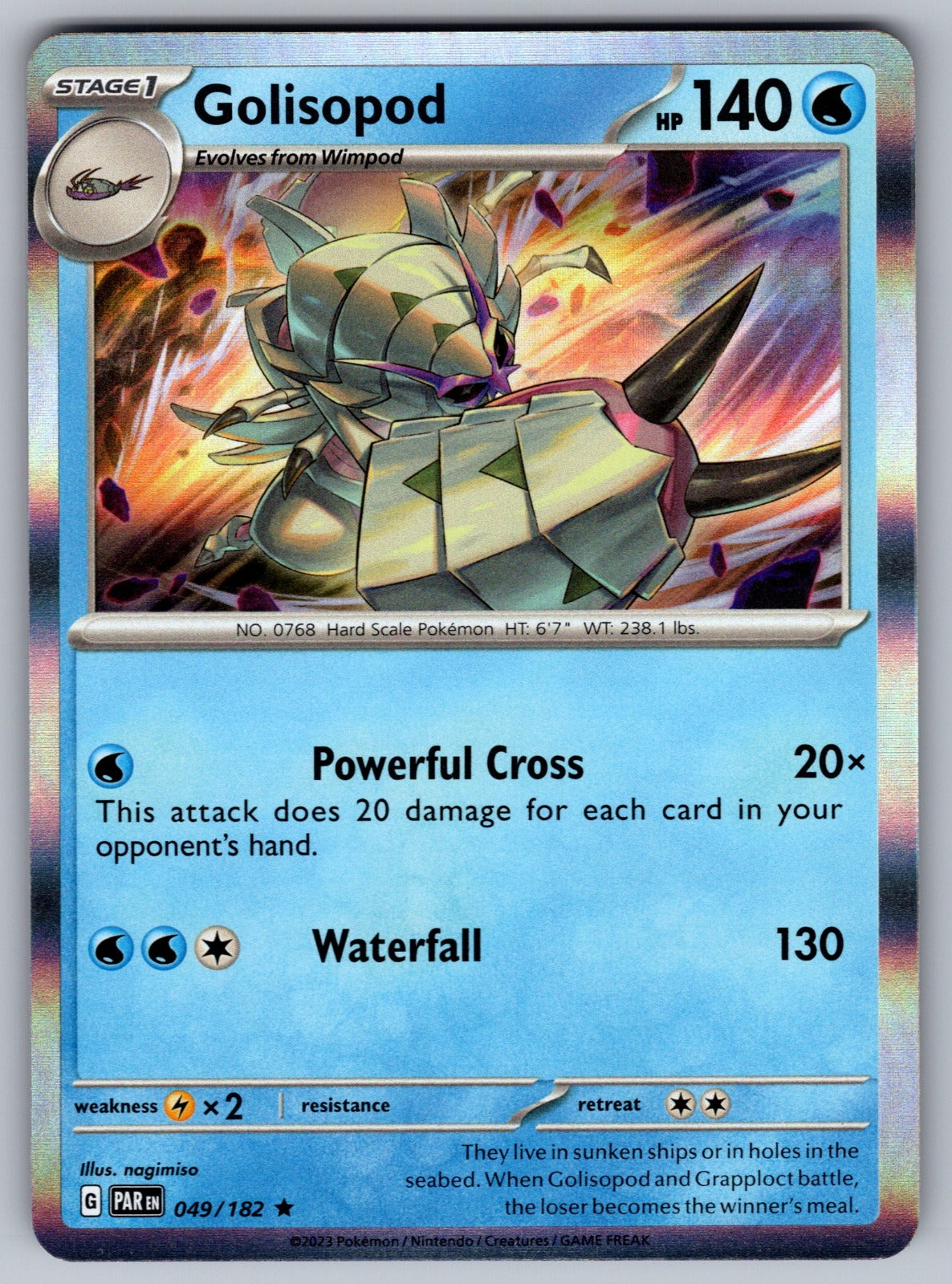 Golisopod Holo Rare SV04: Paradox Rift 049/182 NM 2023
