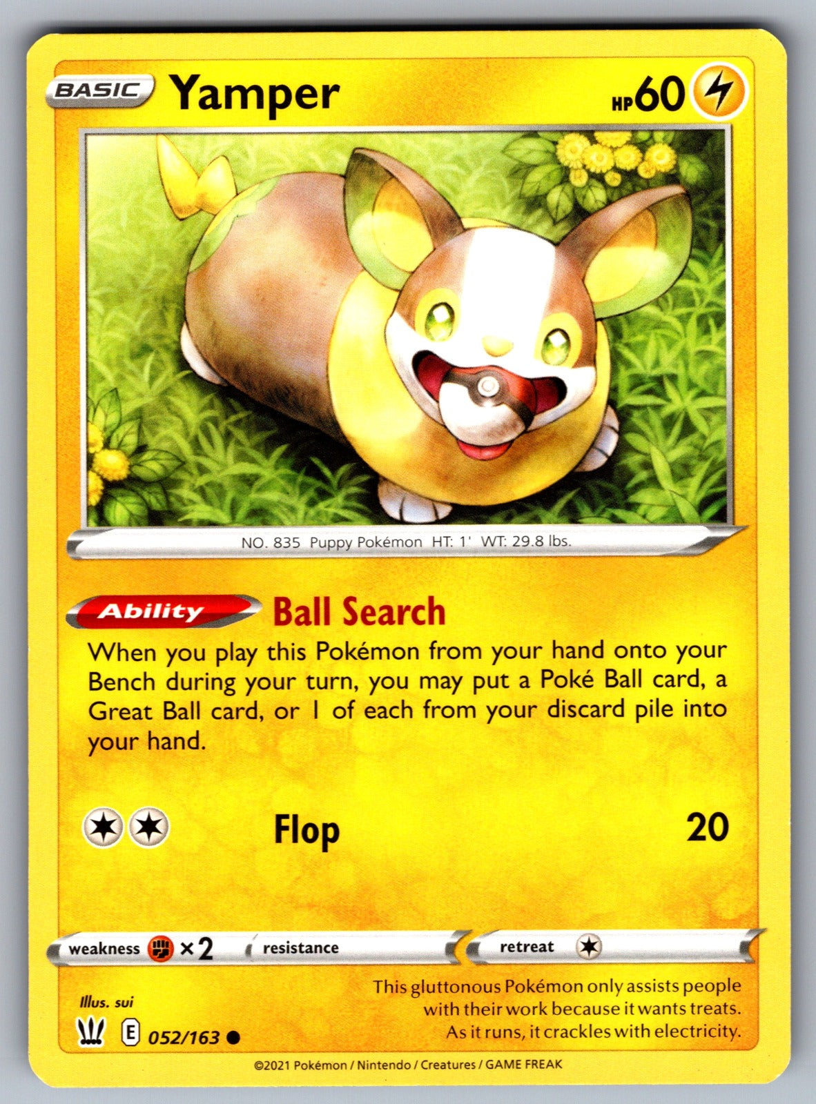 Yamper Common SWSH05: Battle Styles 052/163 NM 2021