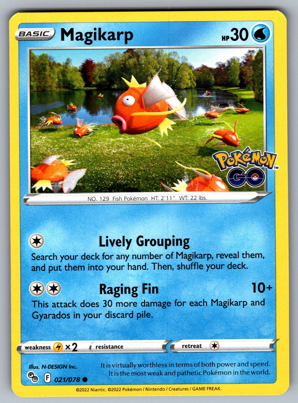 Magikarp Common Pokemon GO 021/078 NM 2022