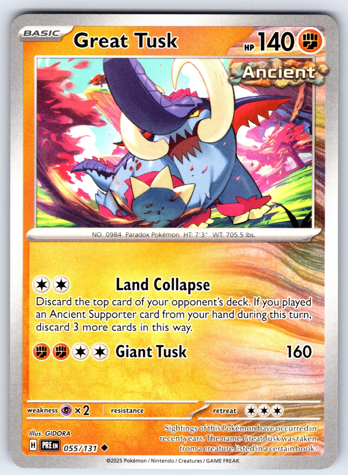 Great Tusk Uncommon SV: Prismatic Evolutions 055/131 NM 2025