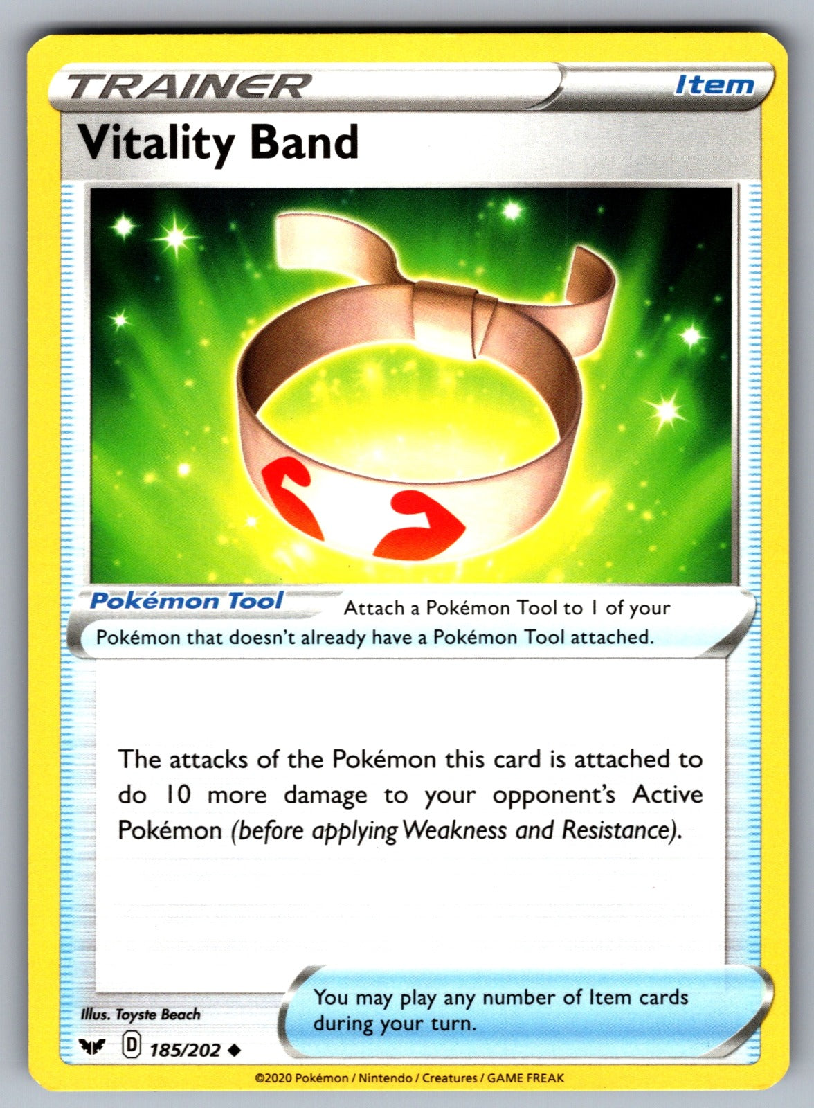 Vitality Band Uncommon SWSH01: Sword & Shield Base Set 185/202 NM 2020