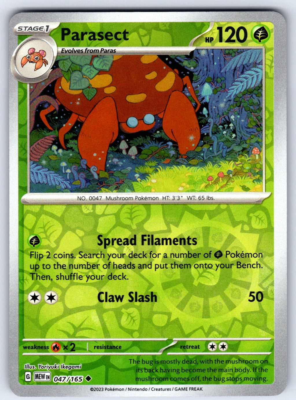 Parasect Reverse Holo Uncommon SV: Scarlet & Violet 151 047/165 NM 2023