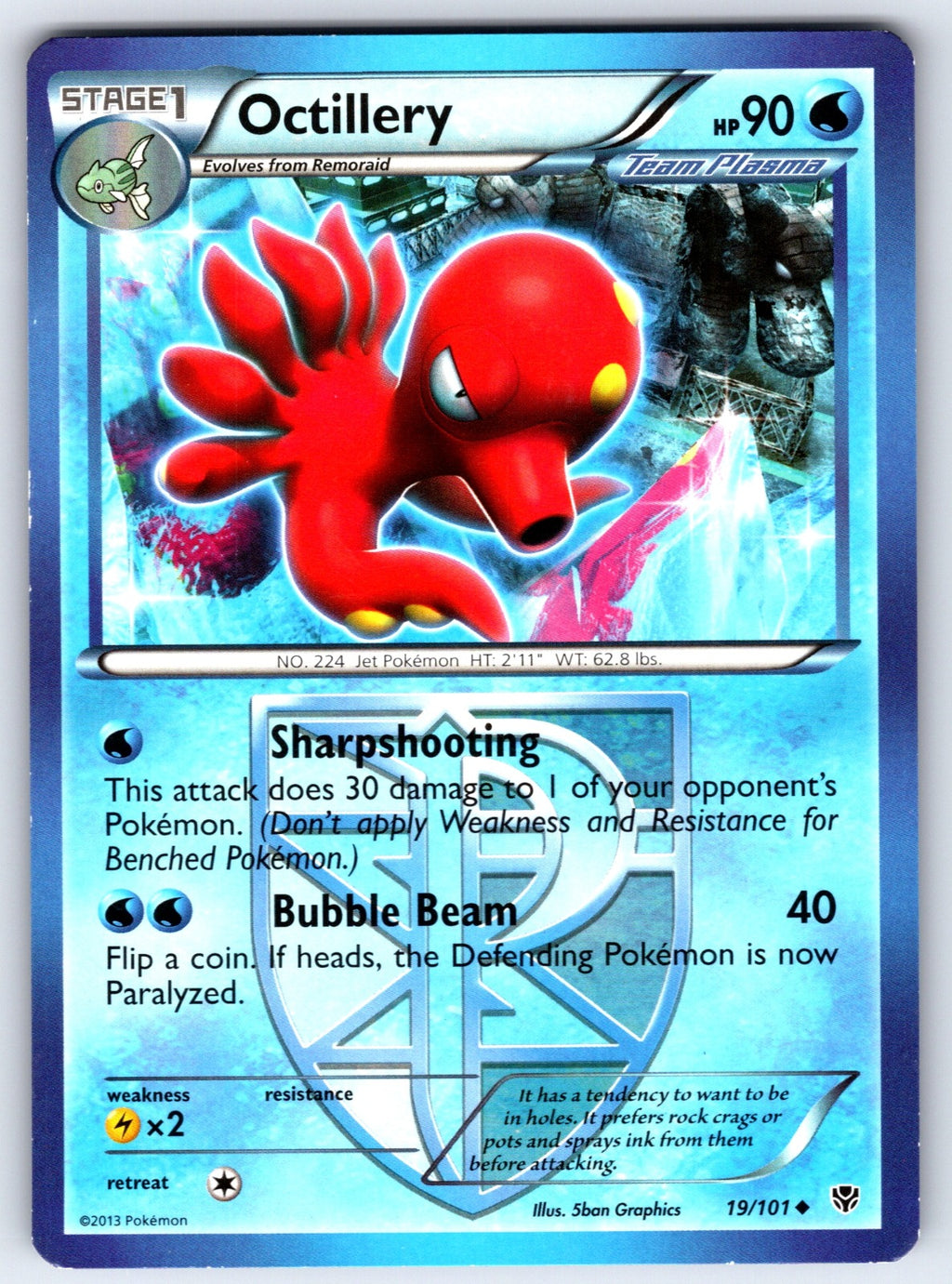 Octillery (Team Plasma) Uncommon Plasma Blast 19/101 LP 2013