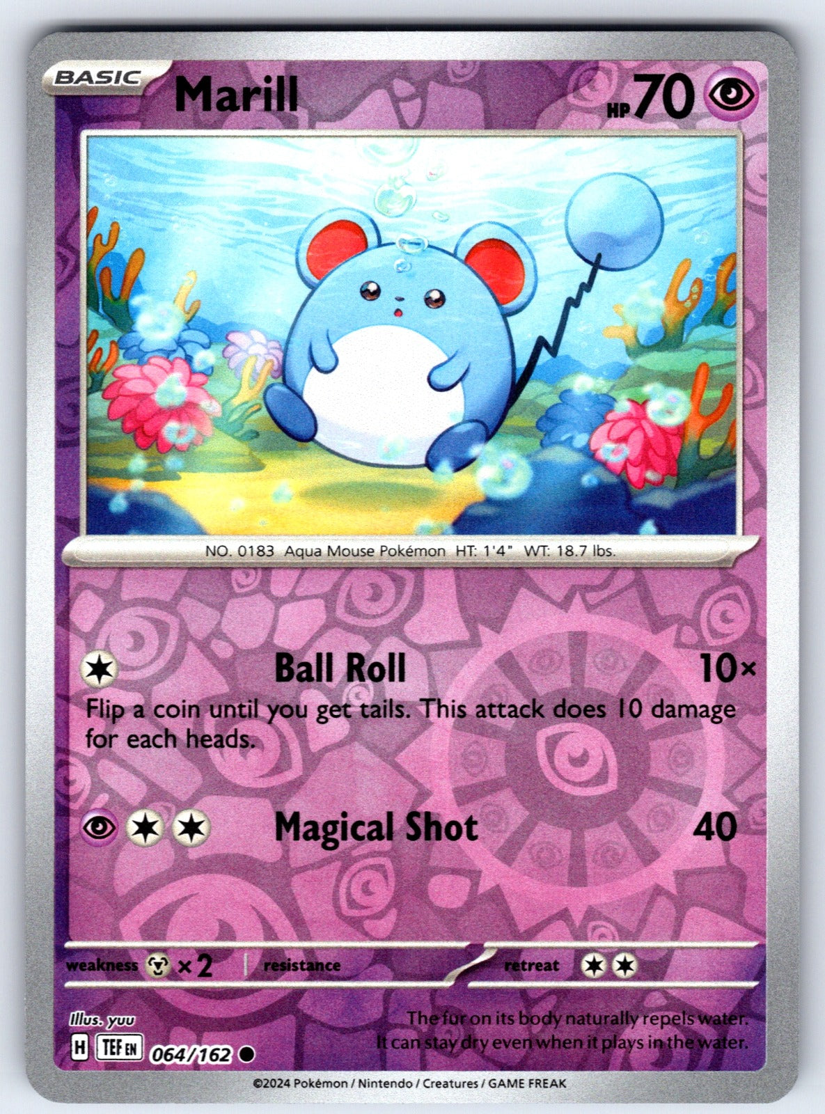 Marill Reverse Holo Common SV05: Temporal Forces 064/162 NM 2024