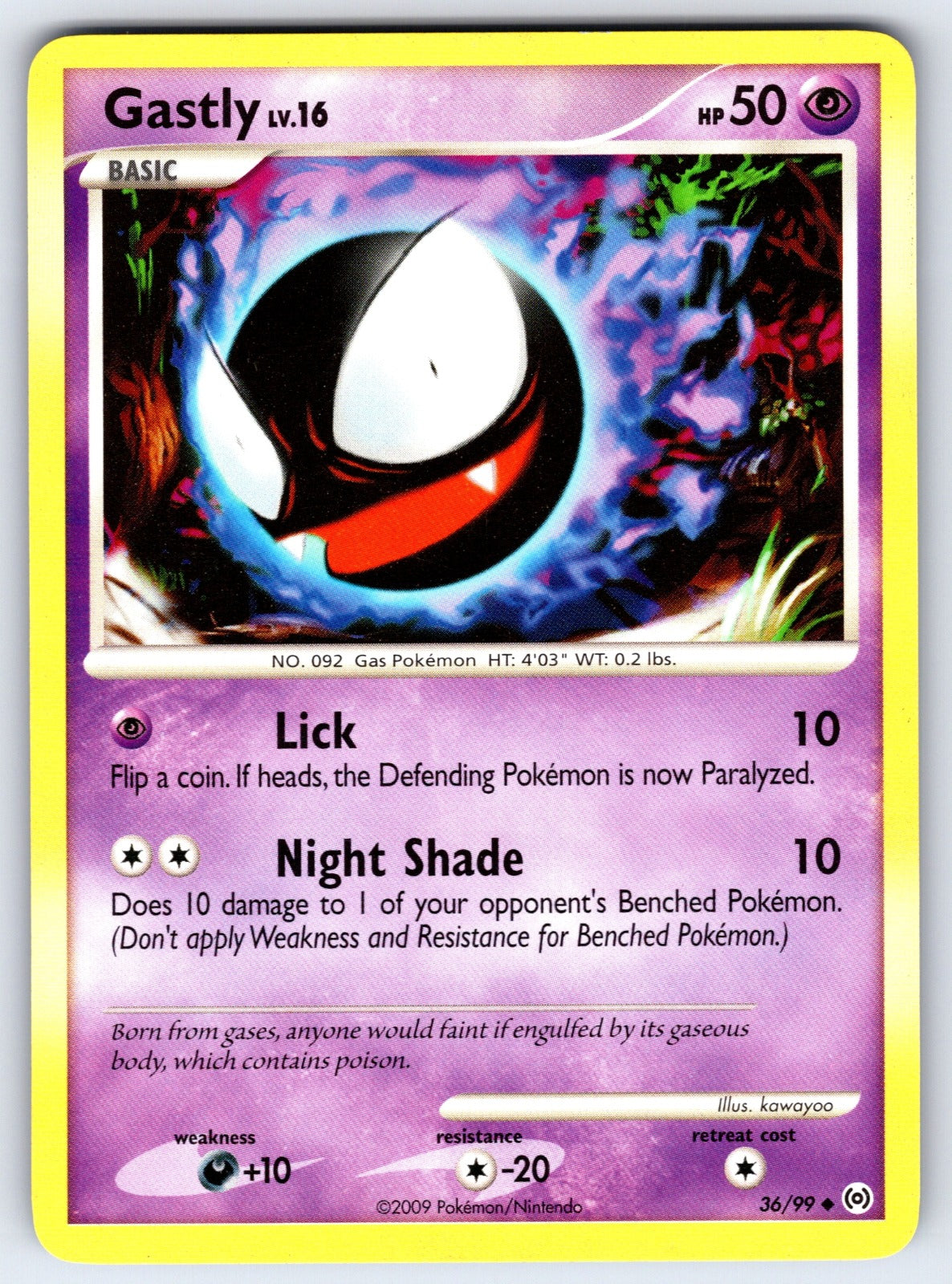 Gastly (36) Uncommon Arceus 36/99 LP 2009