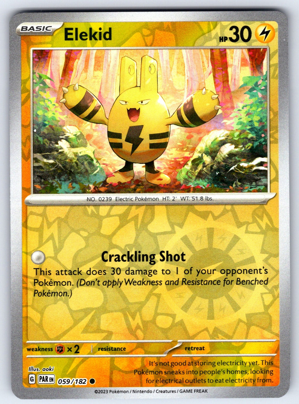 Elekid Reverse Holo Common SV04: Paradox Rift 059/182 NM 2023