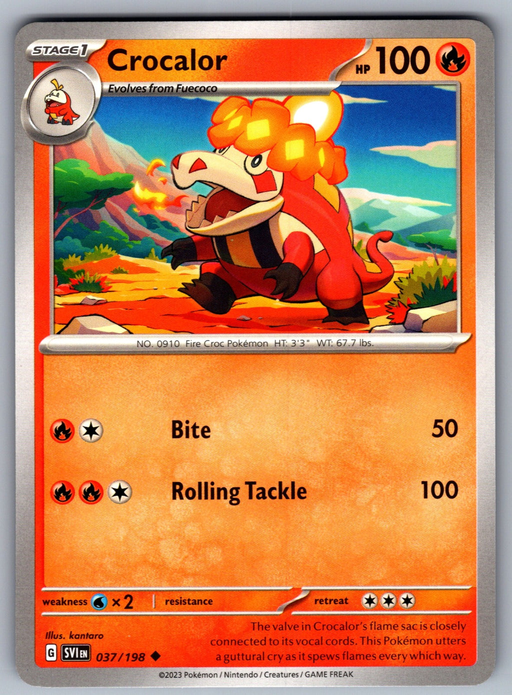 Crocalor Uncommon SV01: Scarlet & Violet Base Set 037/198 NM 2023