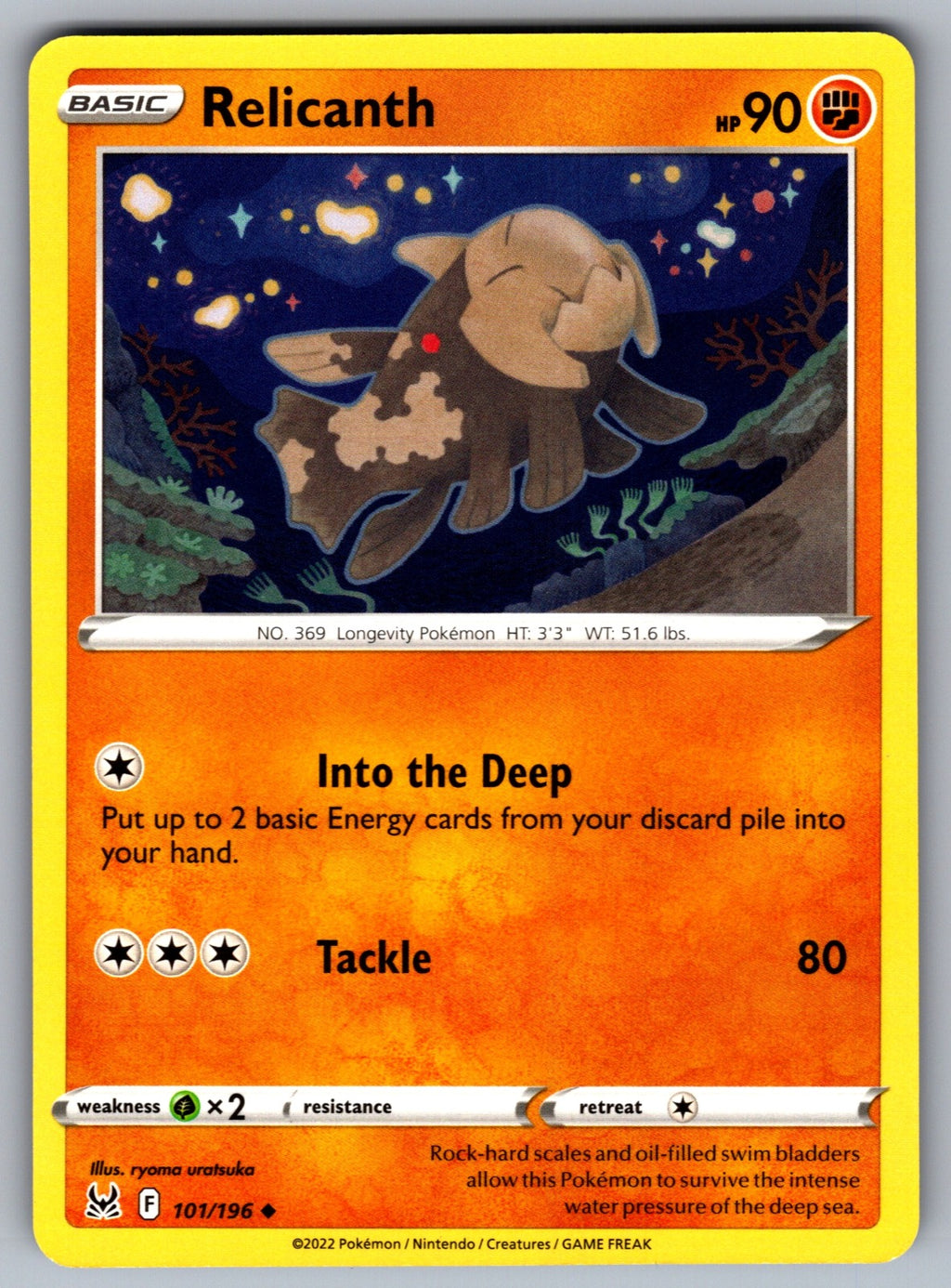 Relicanth Uncommon SWSH11: Lost Origin 101/196 NM 2022