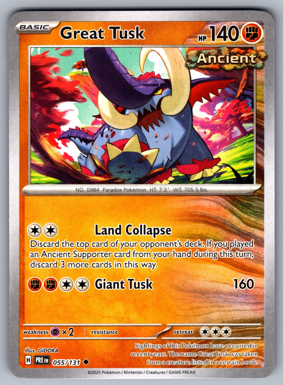 Great Tusk Uncommon SV: Prismatic Evolutions 055/131 NM 2025