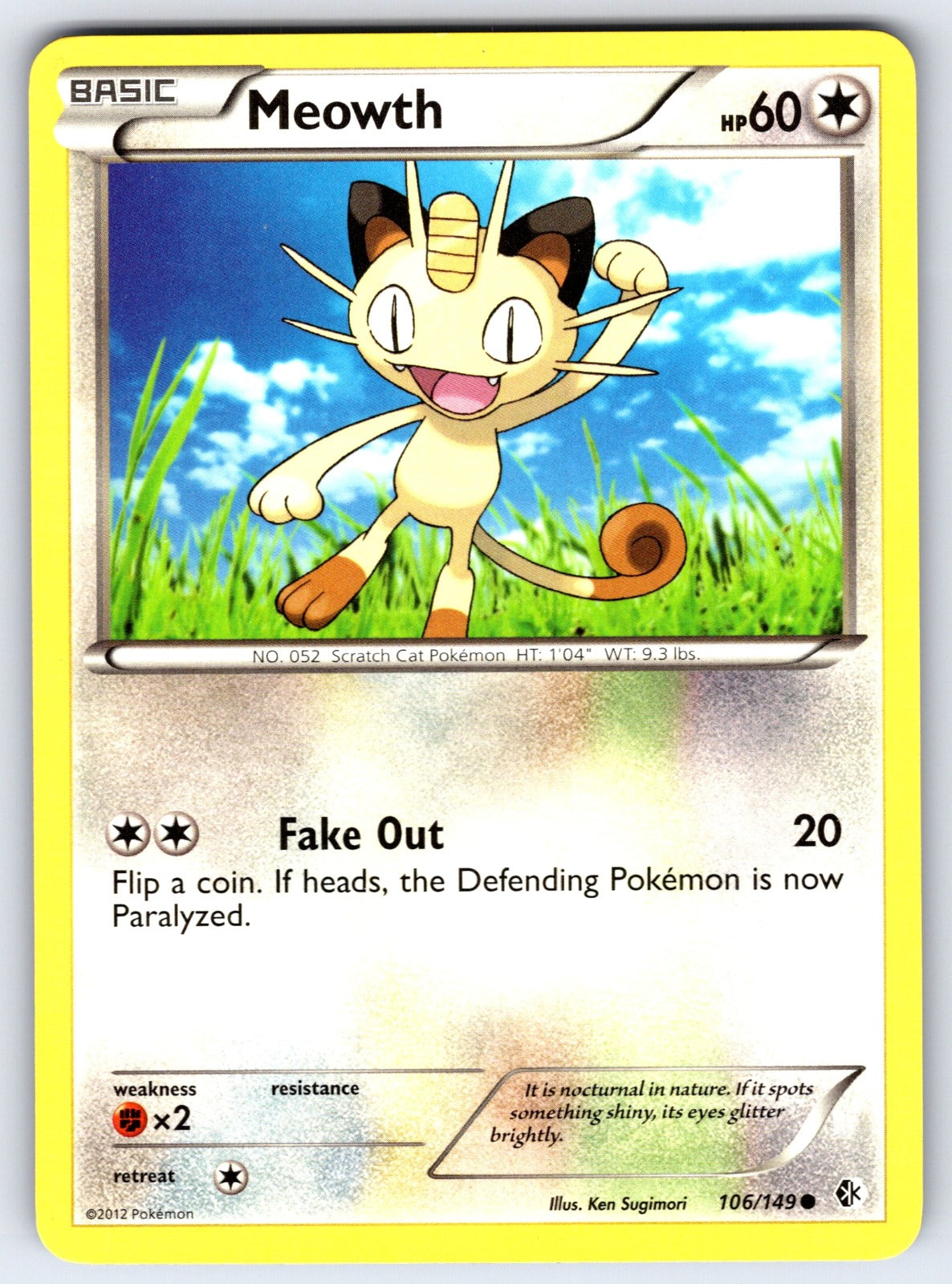 Meowth Common Boundaries Crossed 106/149 LP 2012