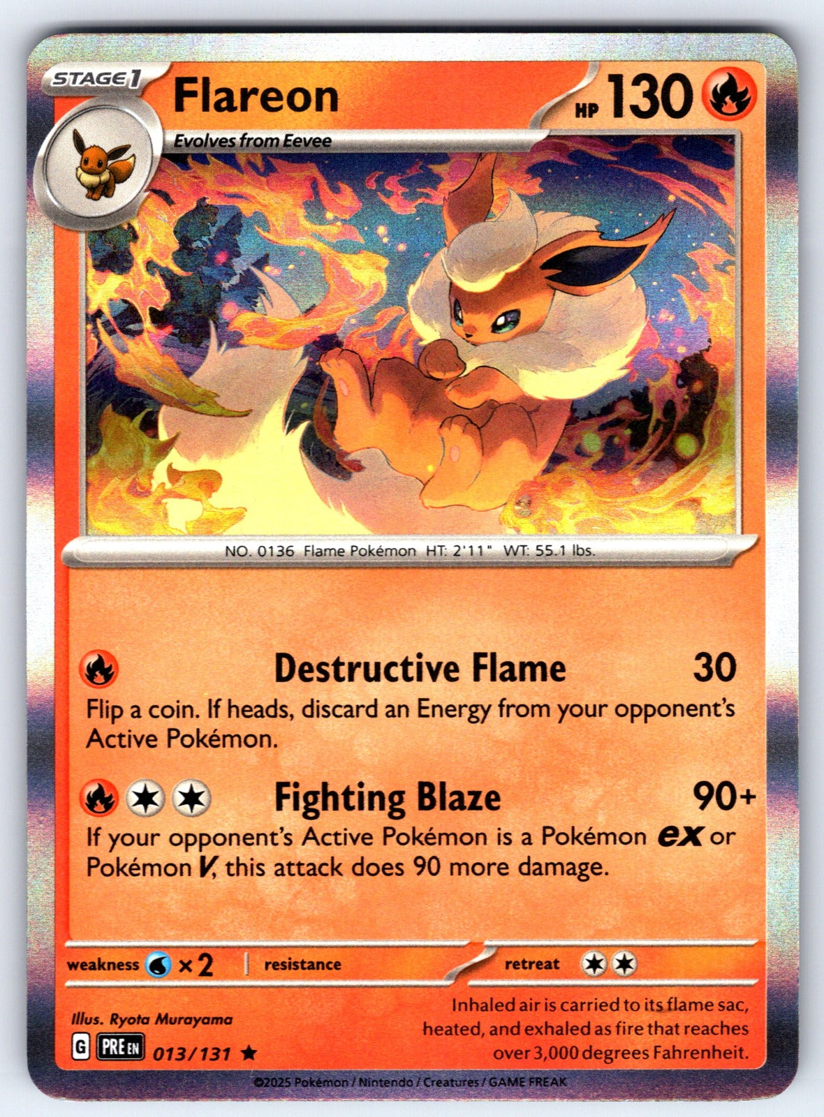 Flareon Holo Rare SV: Prismatic Evolutions 013/131 NM 2025