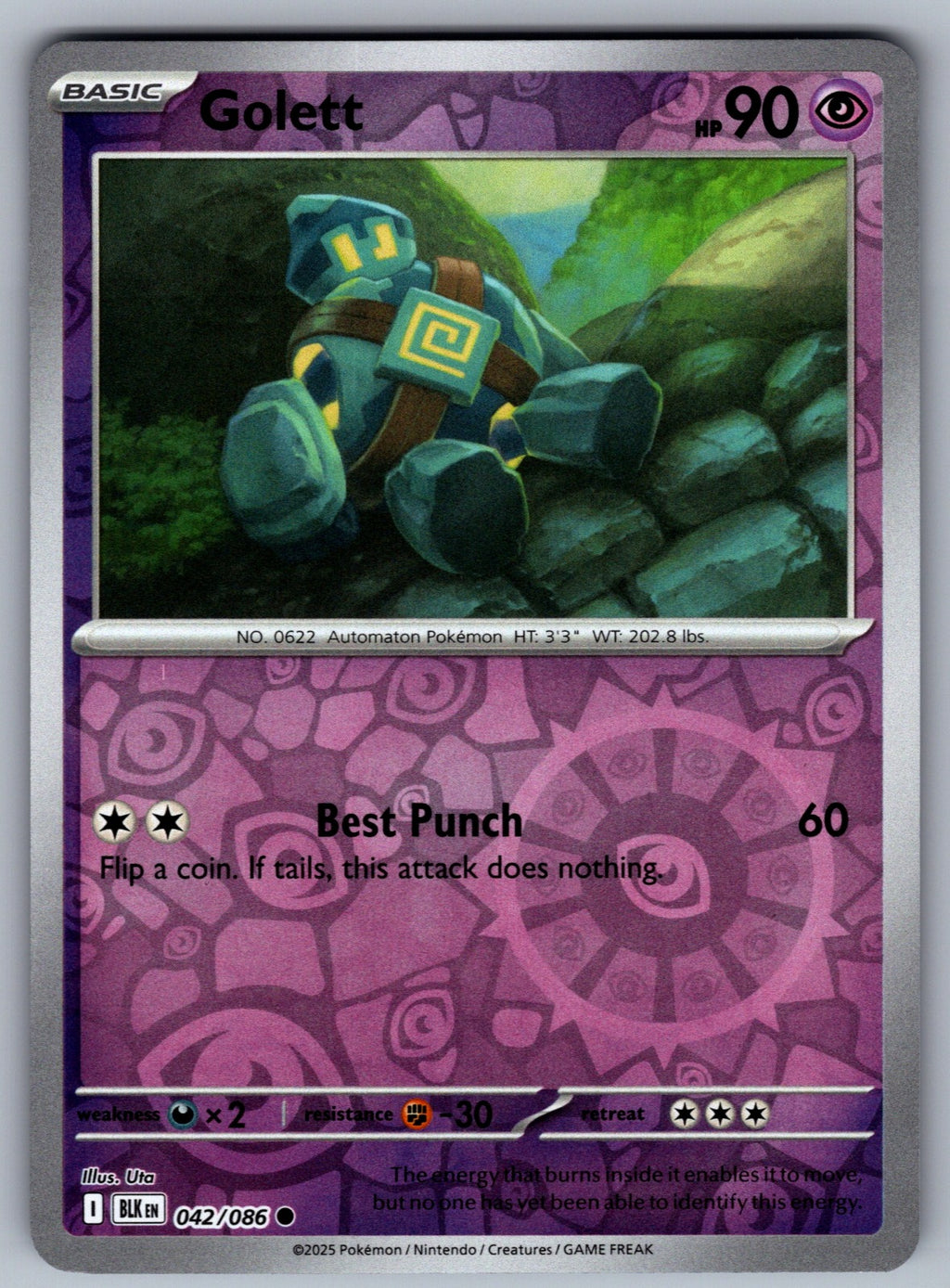Golett Reverse Holo Common SV: Black Bolt 042/086 NM 2025