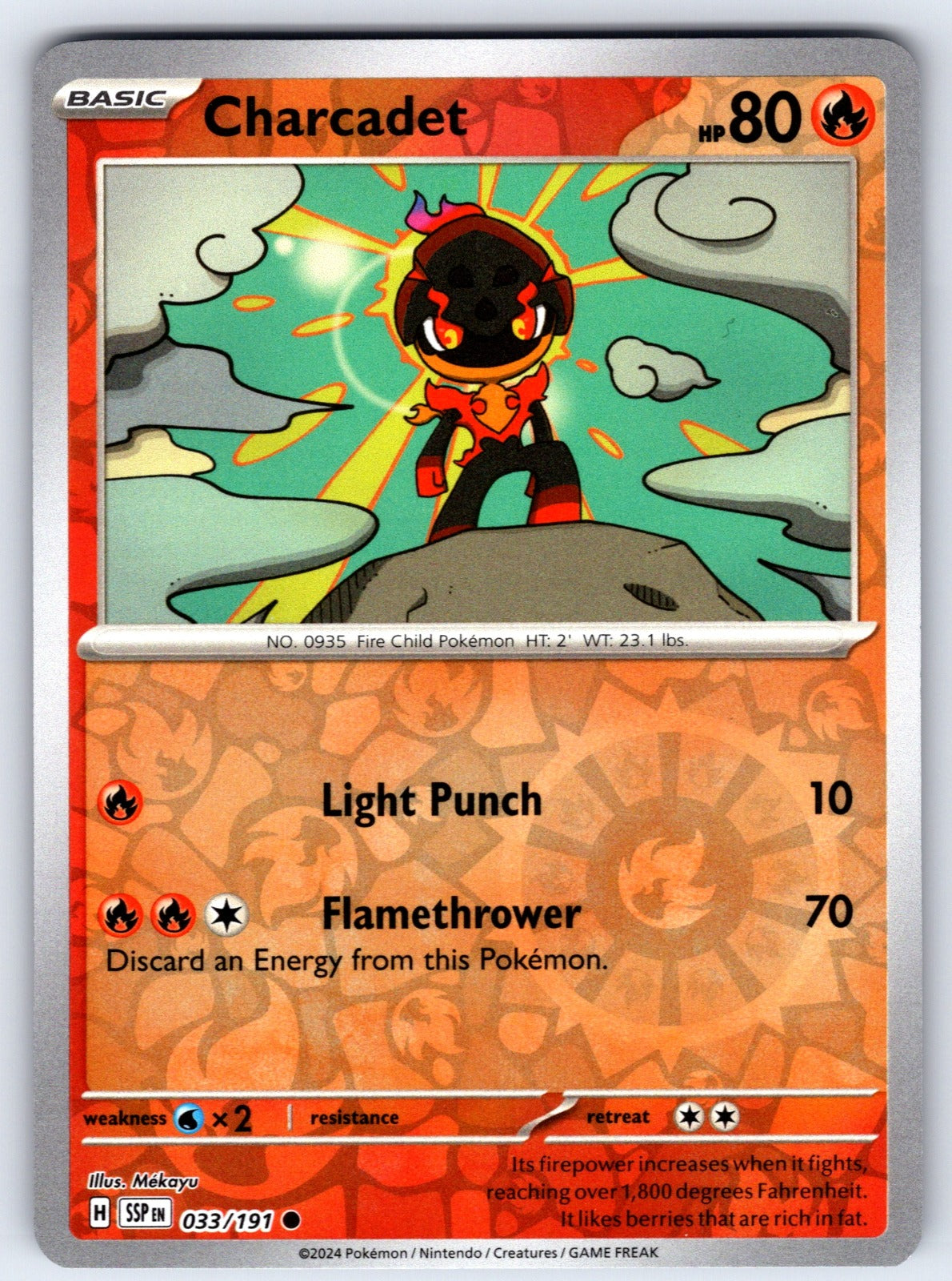 Charcadet Reverse Holo Common SV08: Surging Sparks 033/191 NM 2024