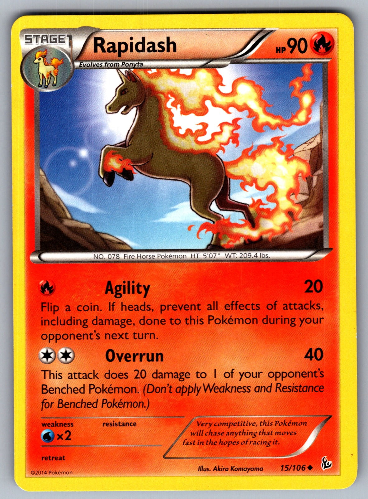 Rapidash Uncommon XY - Flashfire 15/106 LP 2014