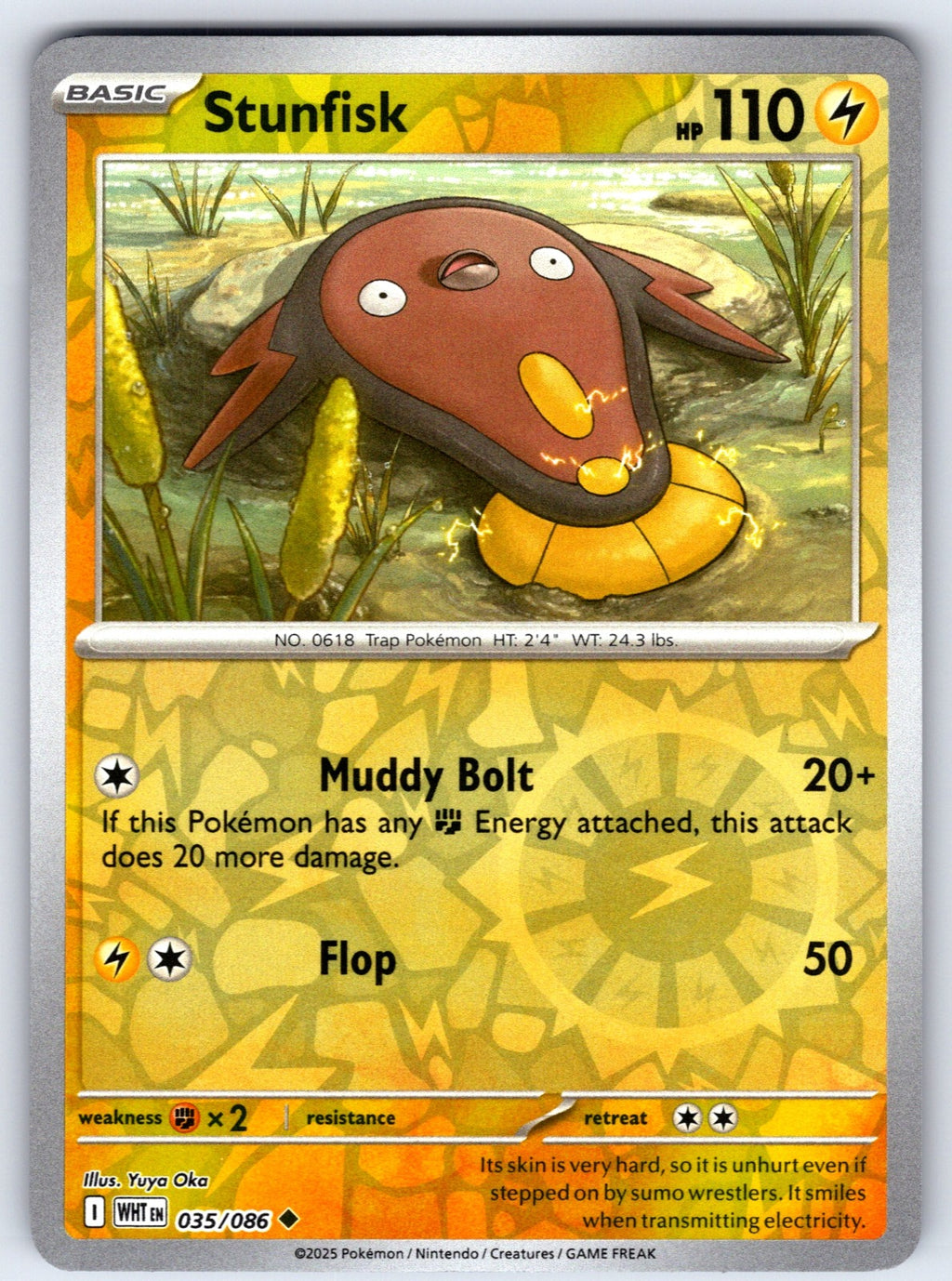Stunfisk Reverse Holo Uncommon SV: White Flare 035/086 NM 2025