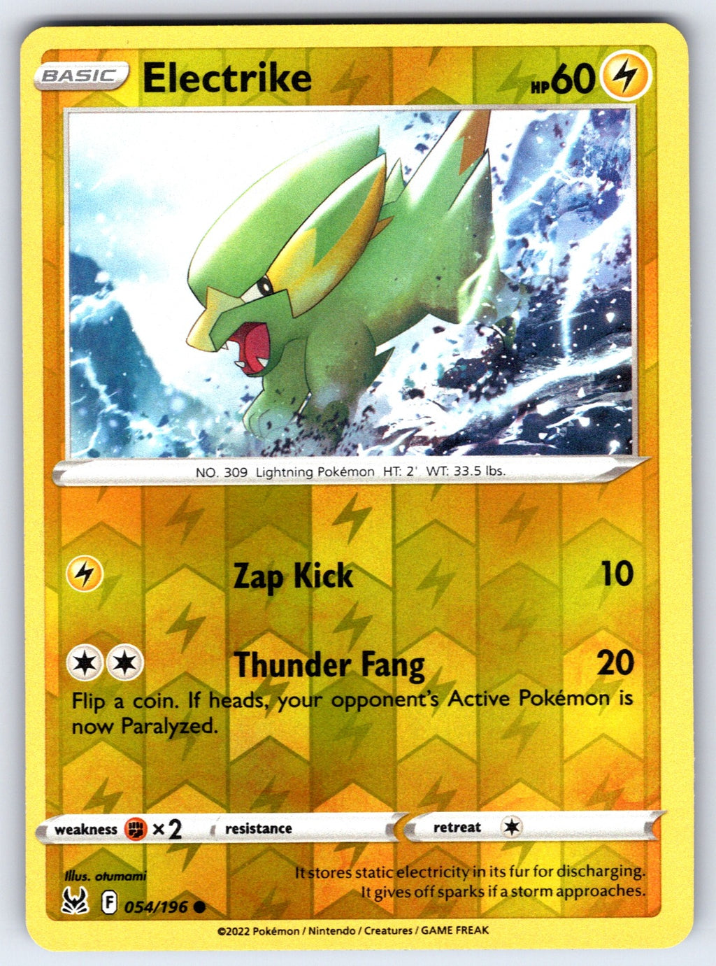 Electrike Reverse Holo Common SWSH11: Lost Origin 054/196 NM 2022