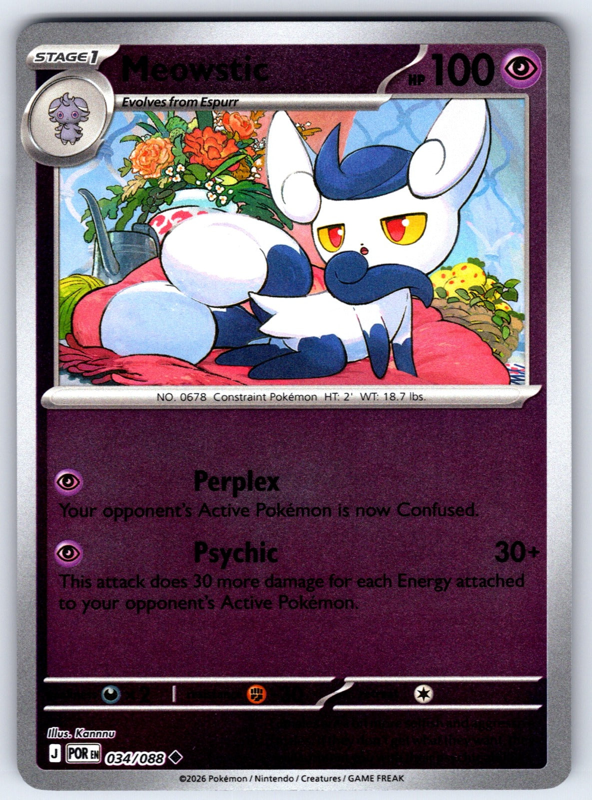 Meowstic Reverse Holo Uncommon ME03: Perfect Order 034/088 NM 2026