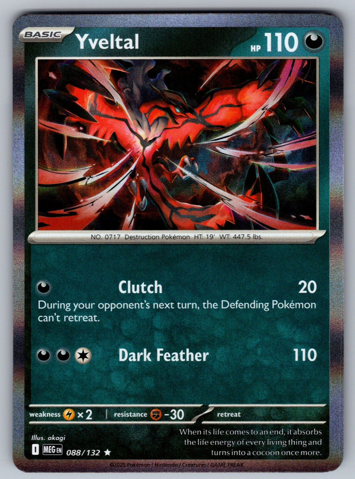 Yveltal Holo Rare ME01: Mega Evolution 088/132 NM 2025
