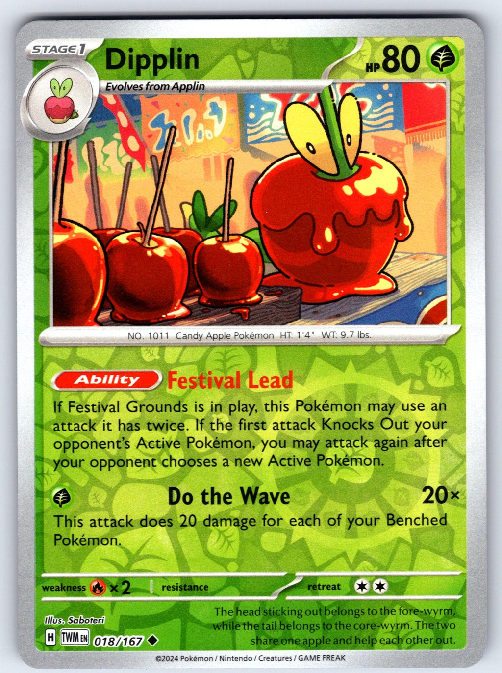 Dipplin Reverse Holo Uncommon SV06: Twilight Masquerade 018/167 NM 2024
