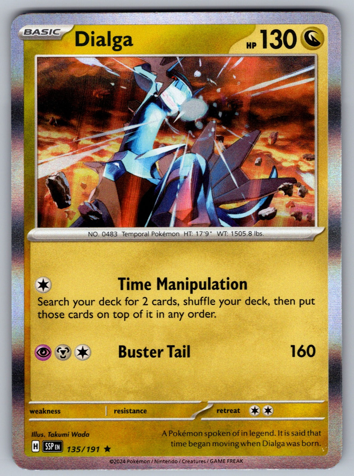 Dialga Holo Rare SV08: Surging Sparks 135/191 NM 2024