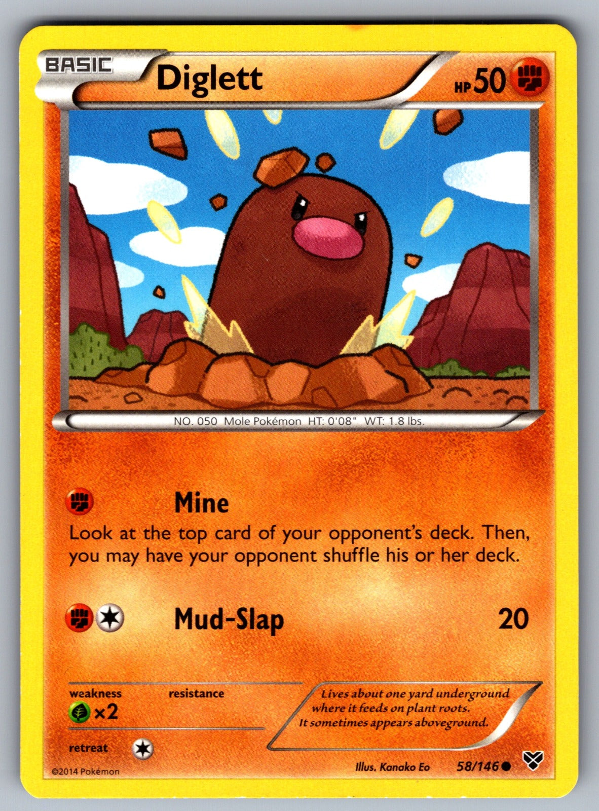 Diglett Common XY Base Set 58/146 LP 2014