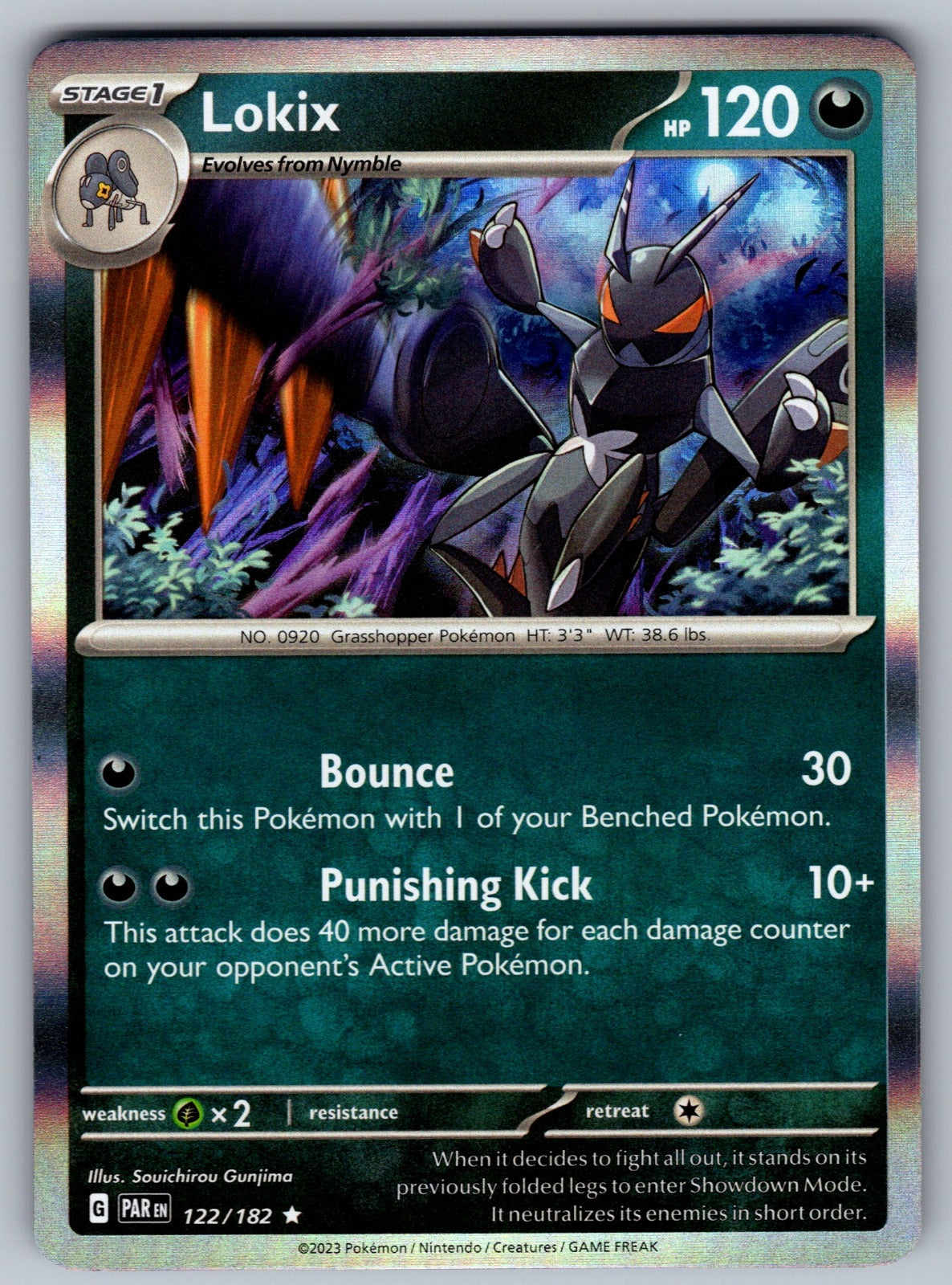 Lokix Holo Rare SV04: Paradox Rift 122/182 NM 2023