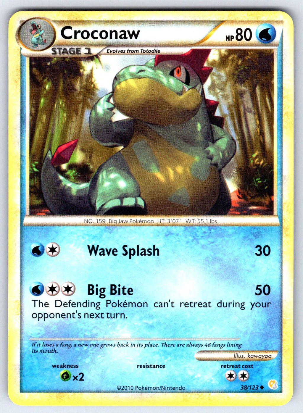 Croconaw Uncommon HeartGold SoulSilver 38/123 LP 2010